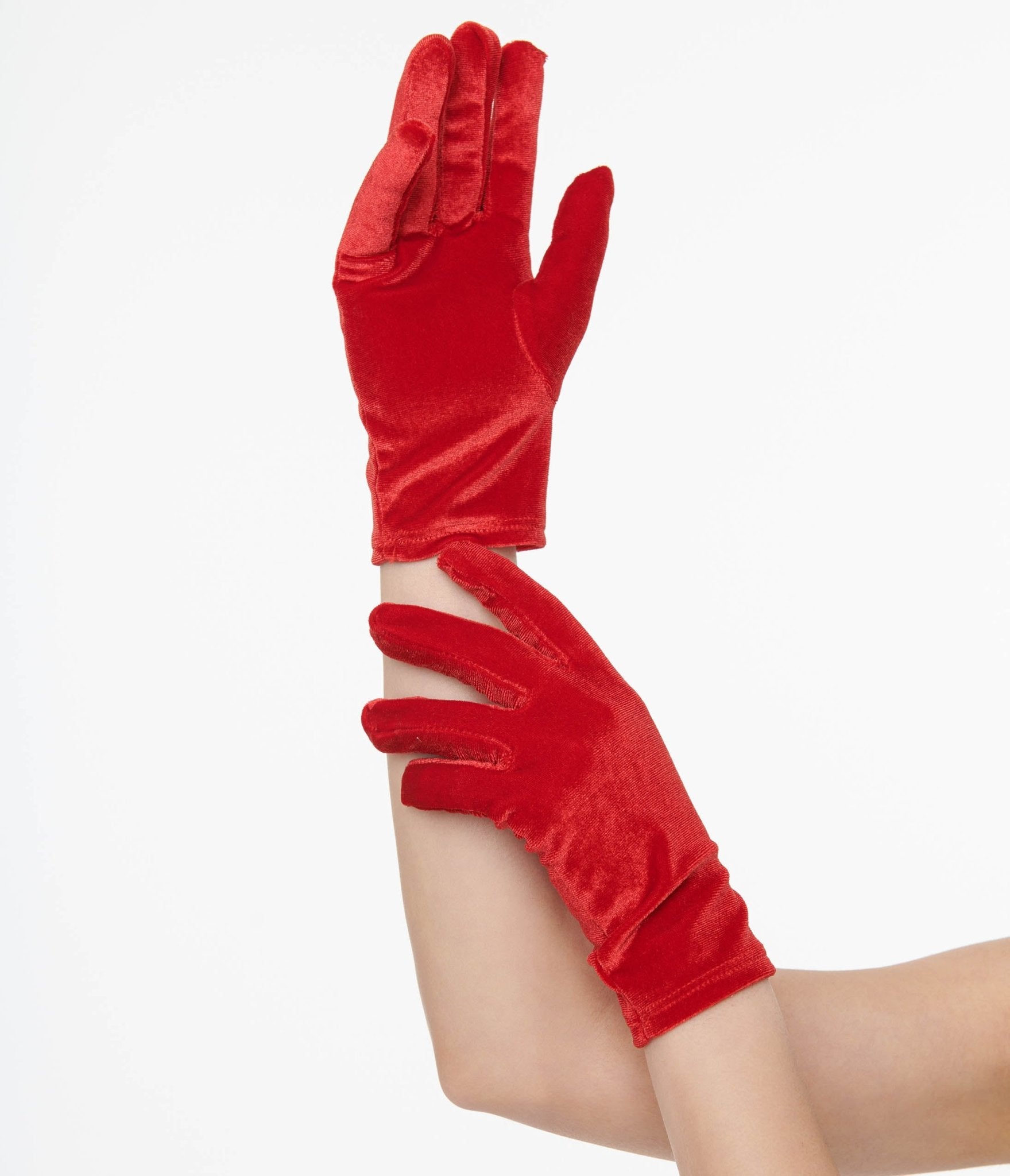 Vintage 1950s Red Velvet Gloves - Retro Women's Fashion Accessories for Holiday Parties & Formal Events