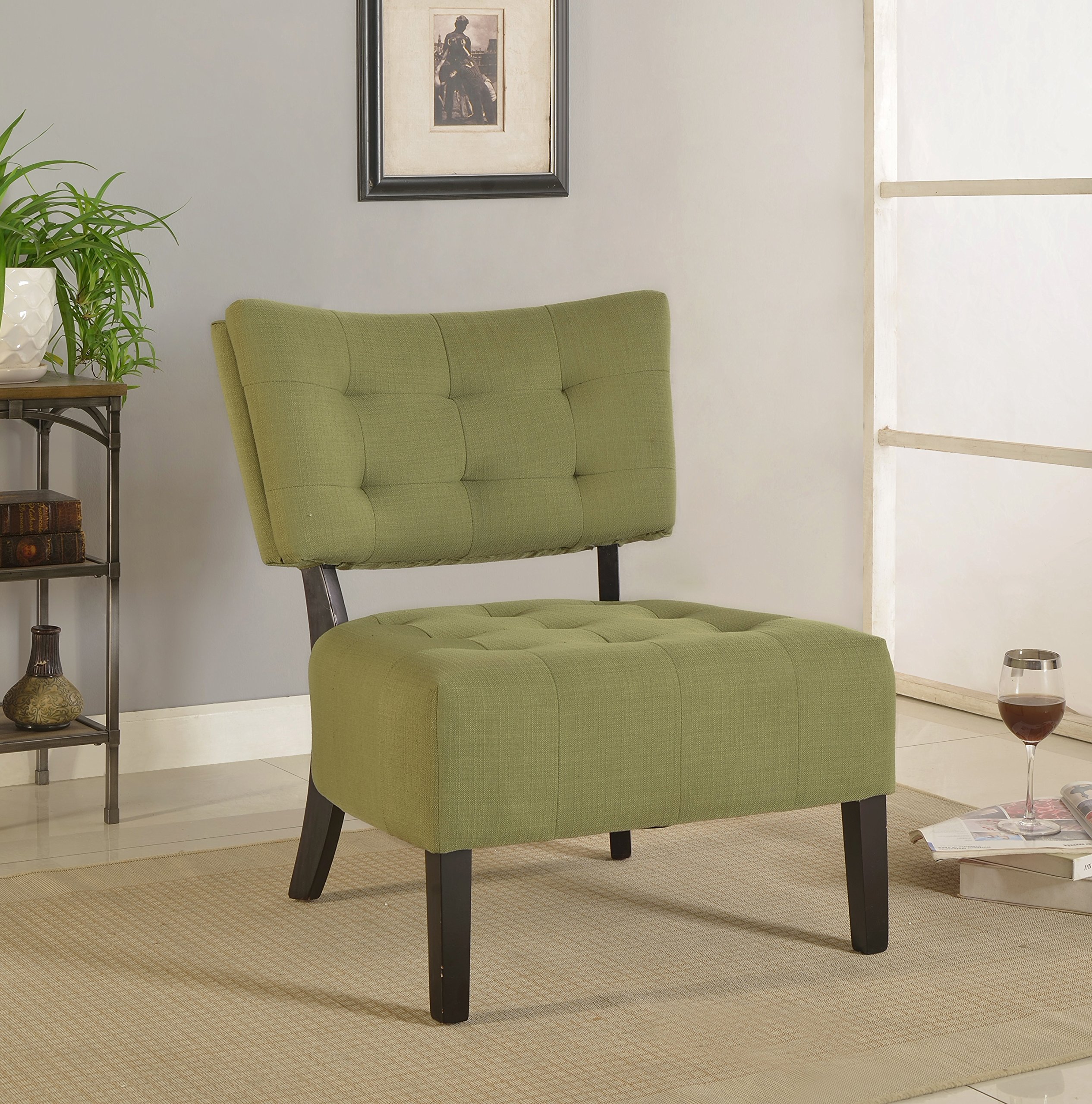 Allio Contemporary Upholstered Accent Chair by Furniture of America - Modern Green Lounge Chair for Living Room, Bedroom & Office - Comfortable Reading Chair with Soft Fabric & Stylish Design