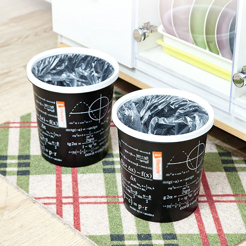 Plastic Trash Can with Printed Pattern - Lidless Storage Bin for Home, Living Room, Bedroom, Kitchen & Bathroom - Multi-Purpose Waste Basket for Toilet Paper, Kitchen Waste & Household Organization (Color A)