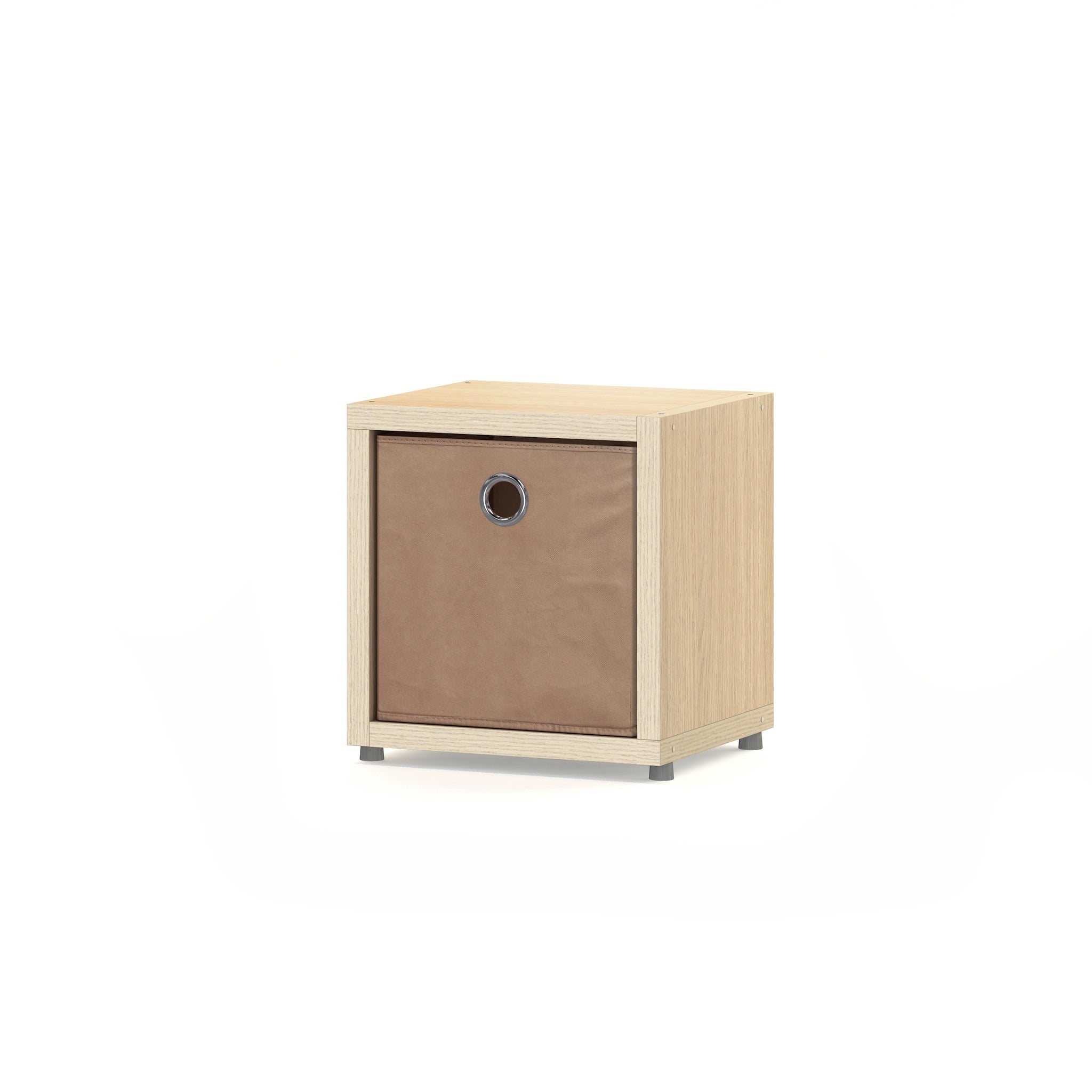 BOON 1x1 Cube Storage Shelf - Oak with Brown Softbox | Organizer for Home, Office & Kids Room | Perfect for Shelving, Decor & Toy Storage