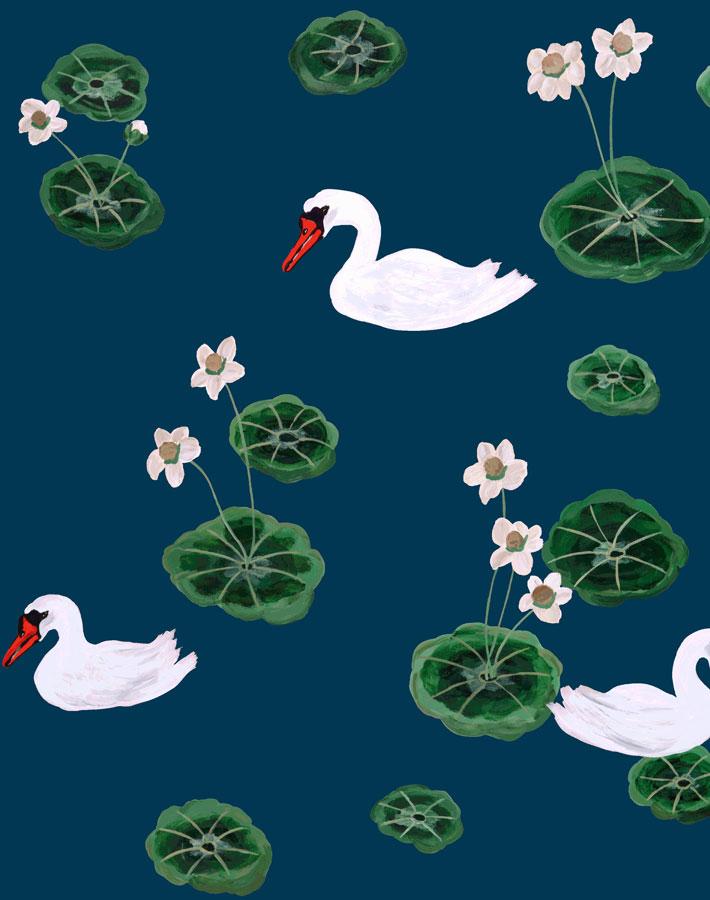 Lily Pad Lake Wallpaper by Carly Beck - Stunning Peacock Design for Home & Office Decor - Perfect for Living Room, Bedroom, or Nursery