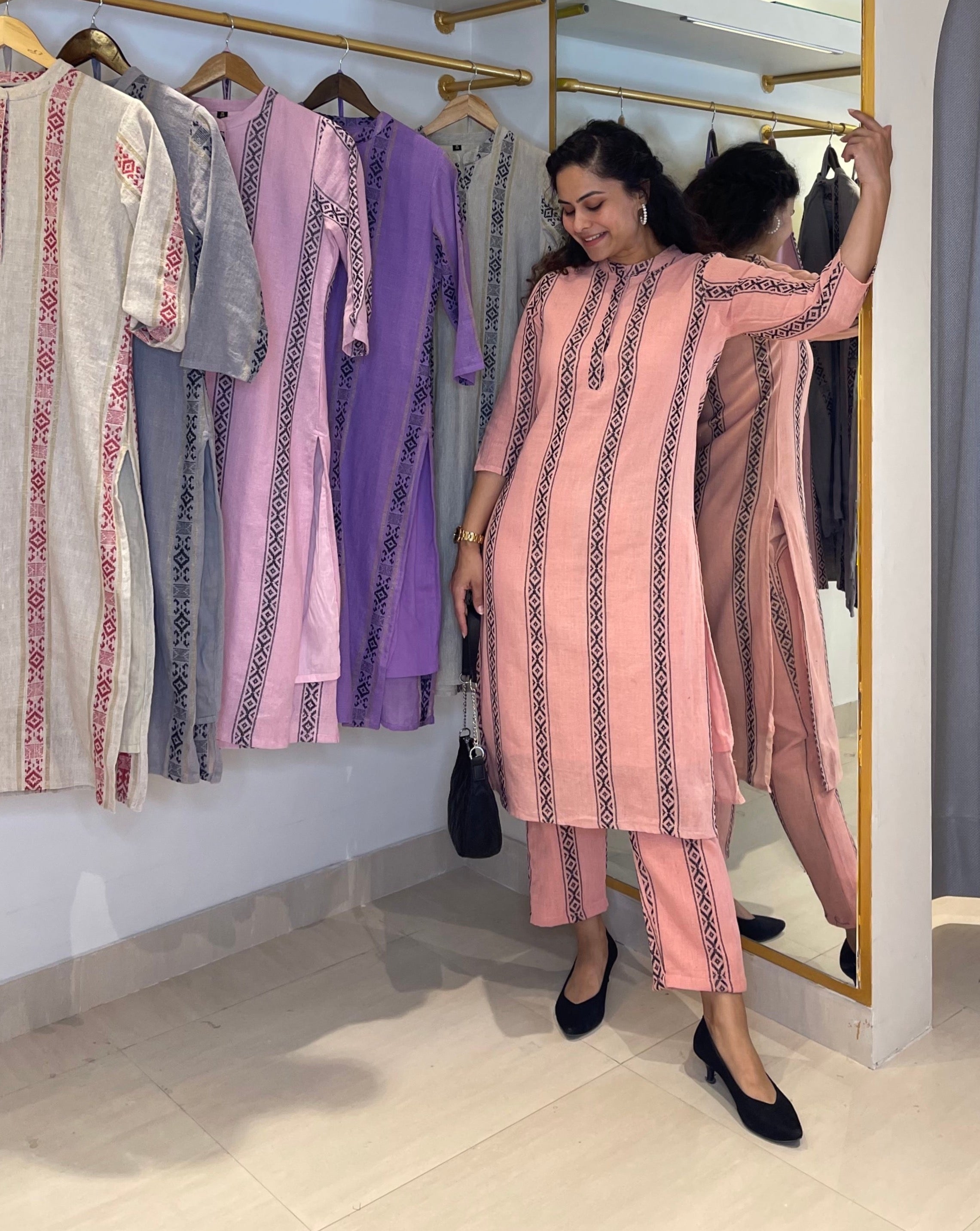 Handmade Peach Cotton Kurta Set for Women - Traditional Indian Ethnic Wear for Festivals, Weddings & Casual Outings