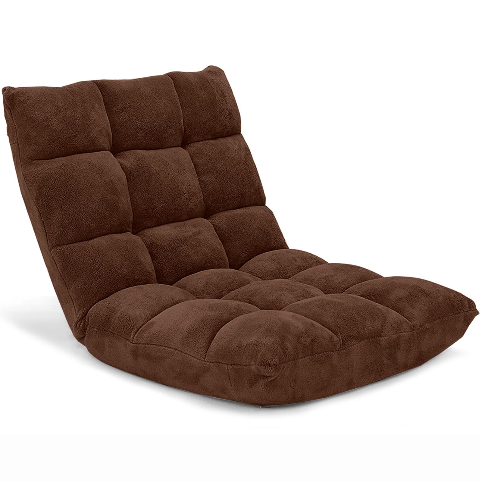 Giantex Adjustable Floor Gaming Chair with 14 Positions - Ergonomic Back Support, Foldable Sofa Sleeper & Recliner for Video Games, Meditation, and Relaxation - Brown (Perfect for Small Spaces, Living Rooms, and Bedrooms)