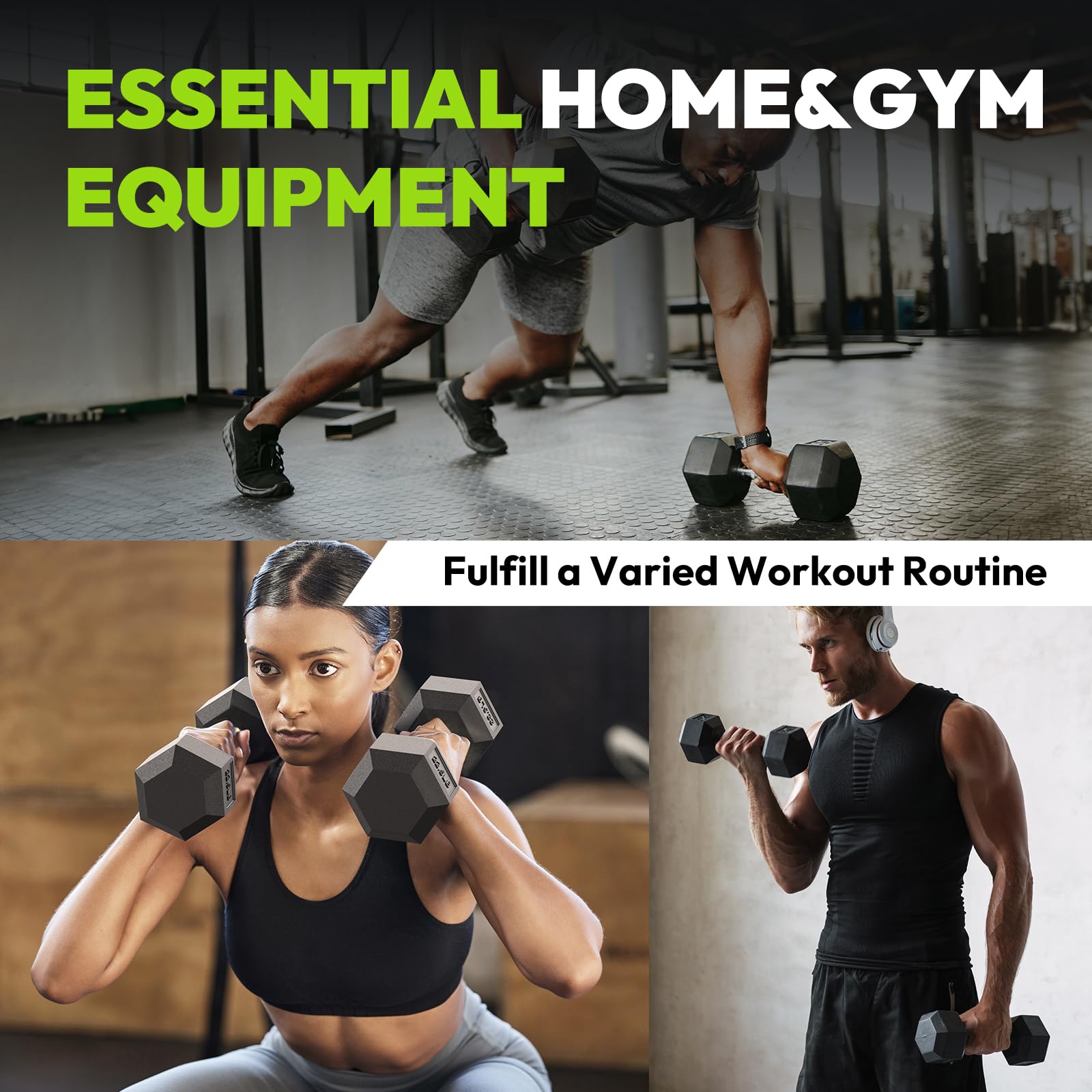 Hex Dumbbell Set 2.5-400 lb - Rubber Encased Dumbbells for Strength Training & Fitness - Pair of Weight Dumbbells for Home Gym, CrossFit, and Workout - Perfect for Muscle Building, Weightlifting, and Full-Body Exercises