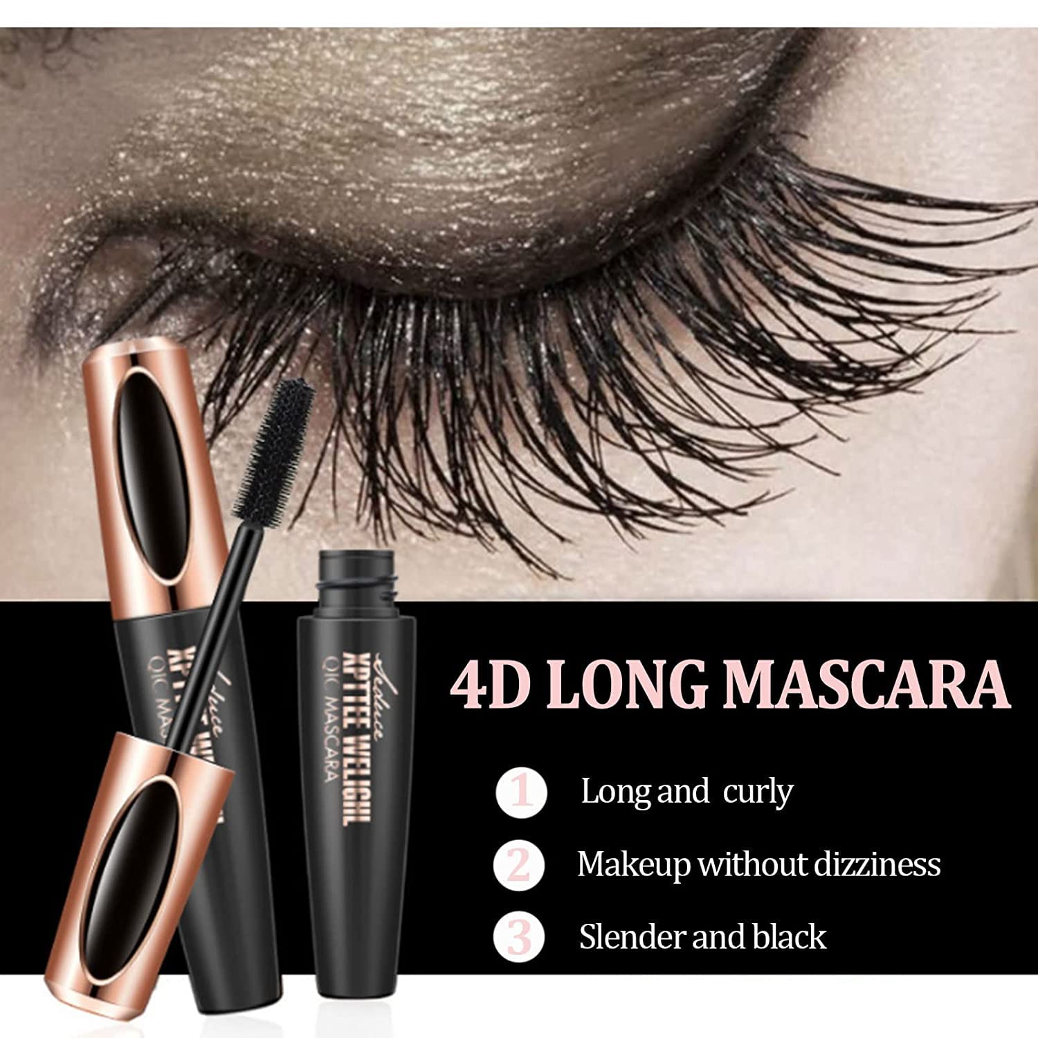 4D Silk Fiber Lash Mascara - 4 Pack Waterproof & Smudge-Proof Eyelash Extension Kit for Longer, Thicker Lashes | Natural Look, No Clumping | Perfect for Daily Wear, Parties & Special Occasions
