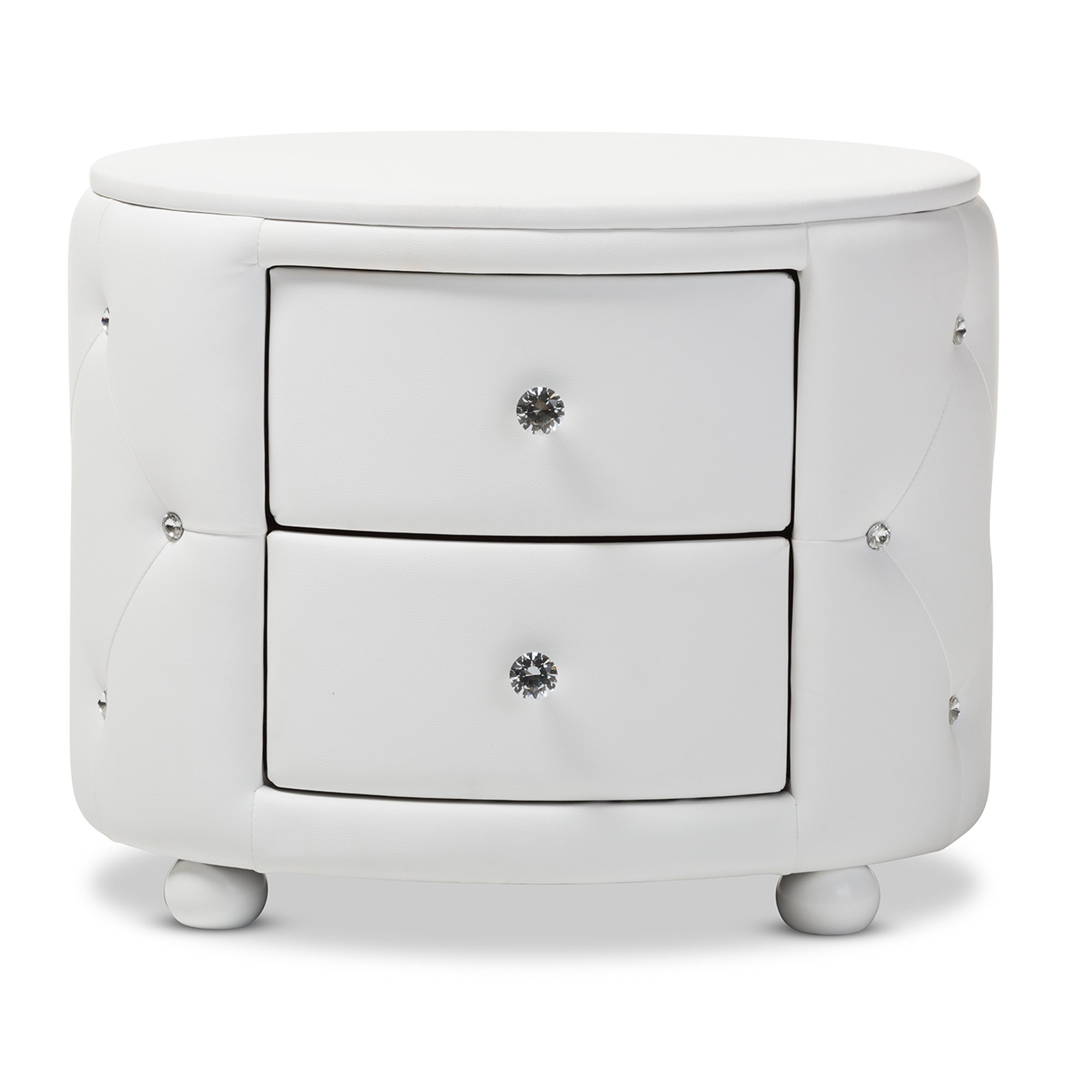 Baxton Studio Davina White Faux Leather Upholstered Nightstand - Modern Bedside Table with Drawer for Bedroom, Guest Room & Apartment Decor
