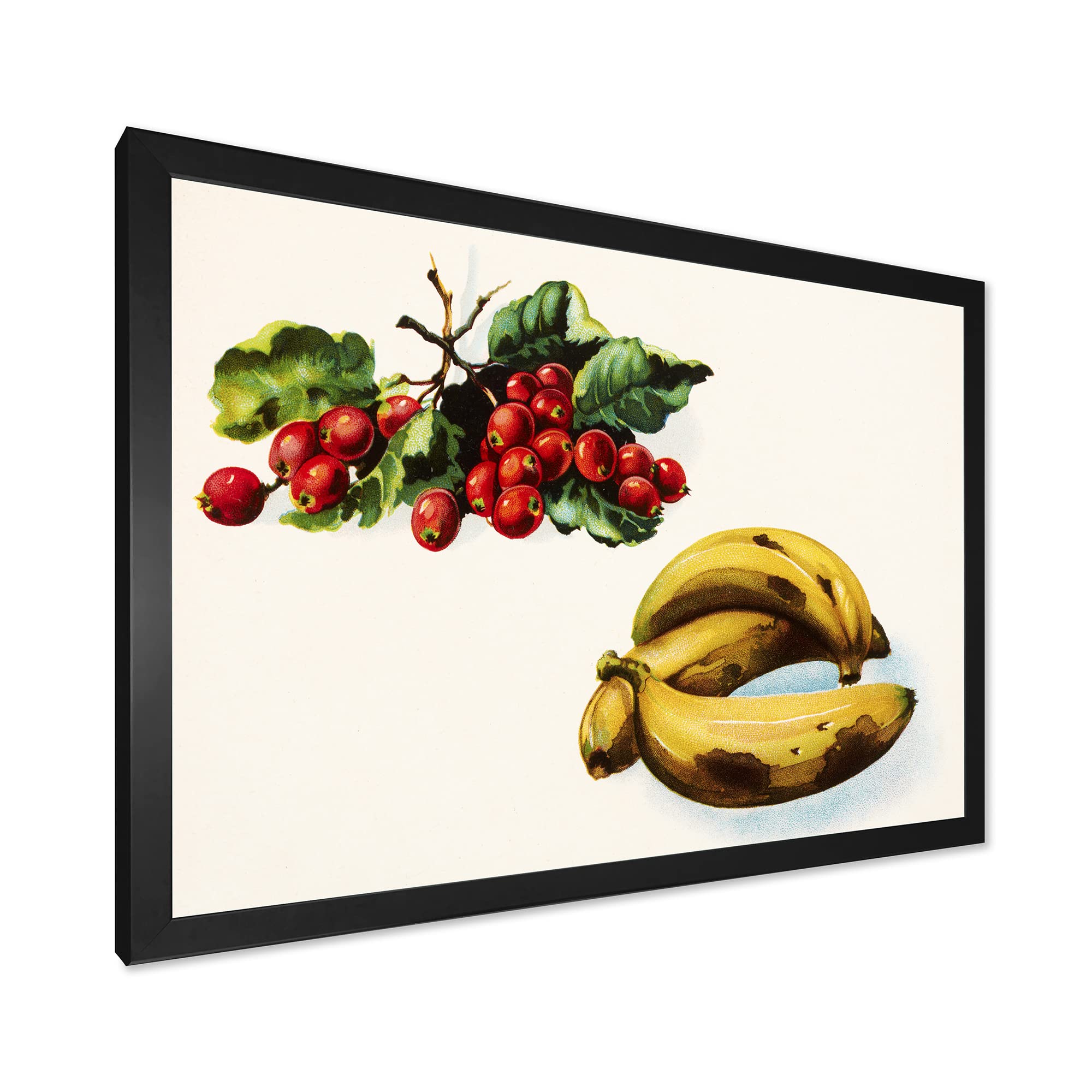 Farmhouse Framed Wall Art - Banana & Red Berries Kitchen Decor - Perfect for Farmhouse, Country Kitchen & Dining Room Decorations
