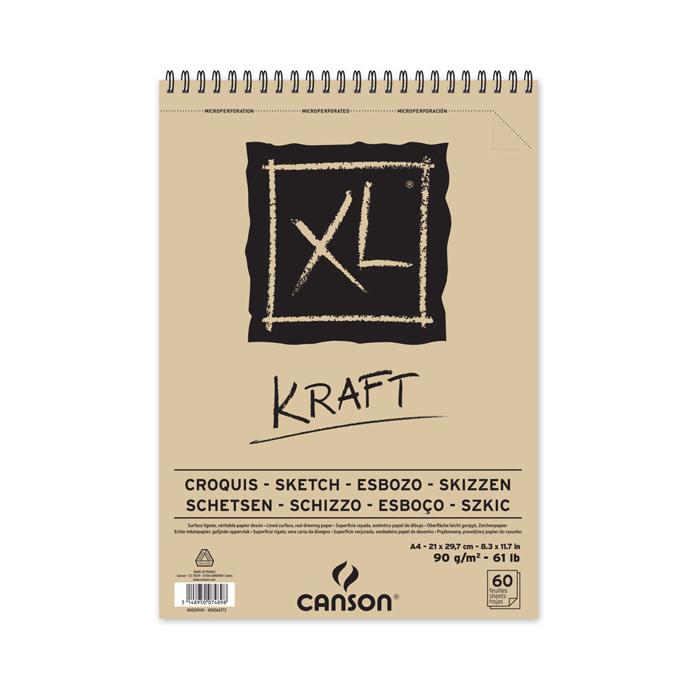 Canson XL Kraft Spiral Pad A4 - 50 Sheets 9x12 inch Sketchbook for Drawing, Painting & Mixed Media - Acid-Free Paper for Artists & Students - Perfect for Studio, Classroom & Outdoor Sketching