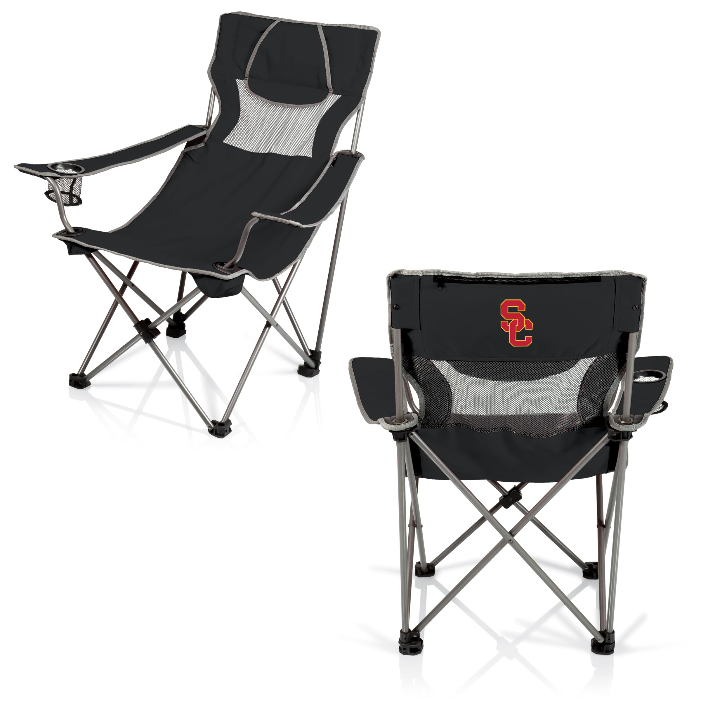 NCAA Oklahoma State Cowboys Folding Camping Chair with Carry Bag - Portable Outdoor Picnic, Beach, and Sports Event Chair (Black & Gray) - Perfect for Tailgating, Camping, Beach Trips & Backyard Relaxation