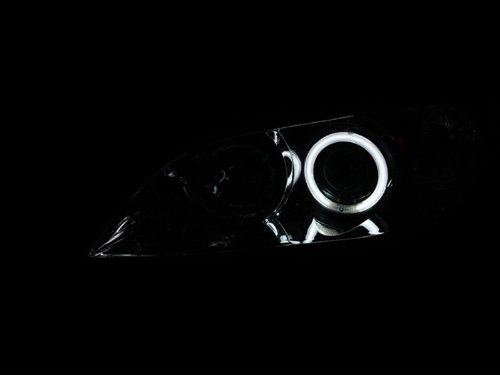 Anzo USA 121211 Mazda 3 Chrome Clear Projector Headlights with Halo Rings - Complete Headlight Assembly (Pair) - Perfect for Night Driving & Car Upgrades