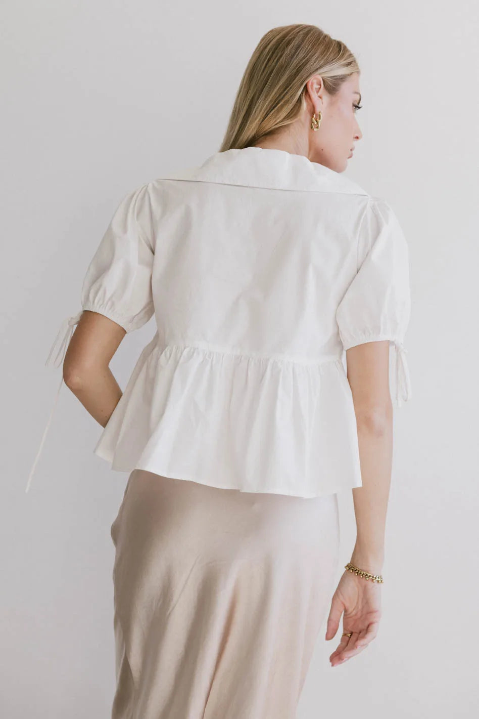 Bea Collared Peplum Blouse for Women - Elegant Office & Party Tops - FINAL SALE - Perfect for Work, Date Night & Special Occasions