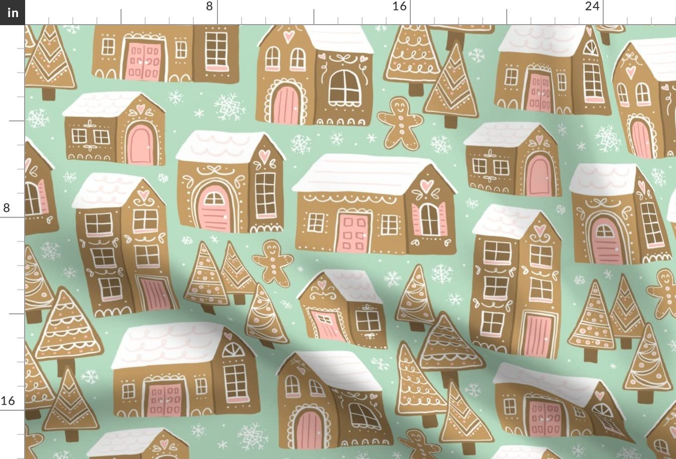 Gingerbread Village House Christmas Holiday Cookie Fabric - Printed on Soft Minky Fabric for Sewing Baby Blankets, Quilt Backing & Plush Projects - Perfect for DIY Holiday Decorations & Cozy Home Crafts