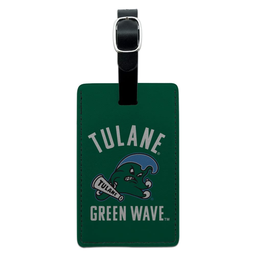 Tulane University Green Wave Rectangle Leather Luggage Tag - Durable Carry-On ID Tag for Travel Bags & Suitcases | Perfect for College Students, Alumni & Fans