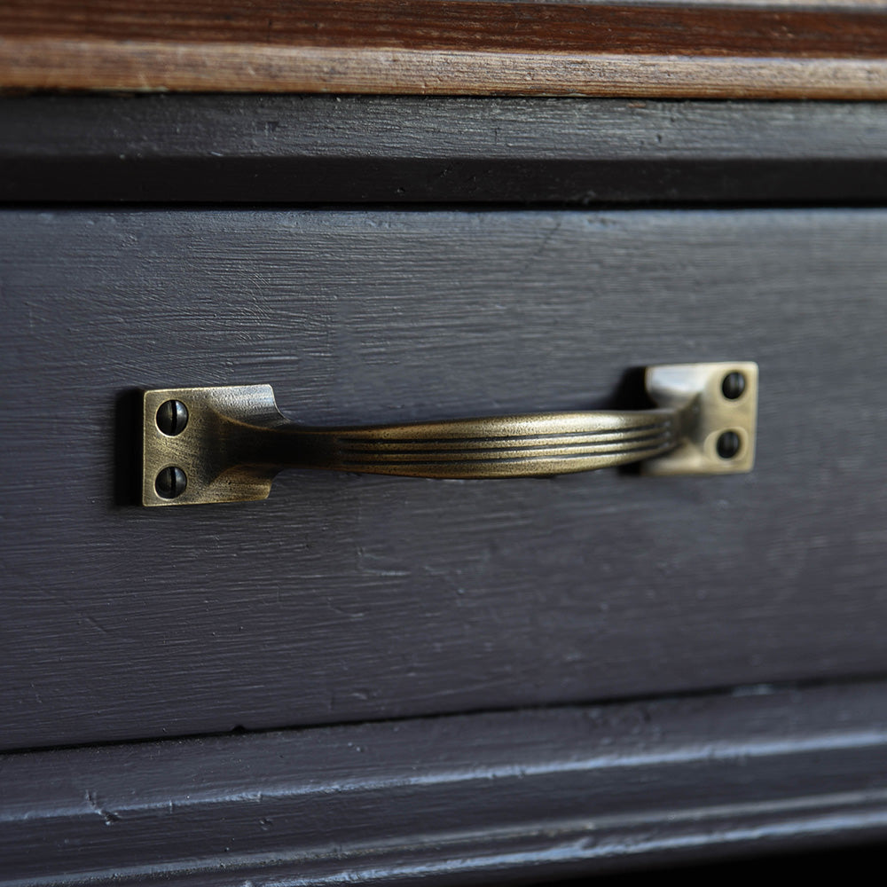 Vintage Distressed Antique Brass Reeded Cabinet Pull Handle - Classic Drawer & Cabinet Hardware for Kitchen, Bathroom & Furniture Restoration