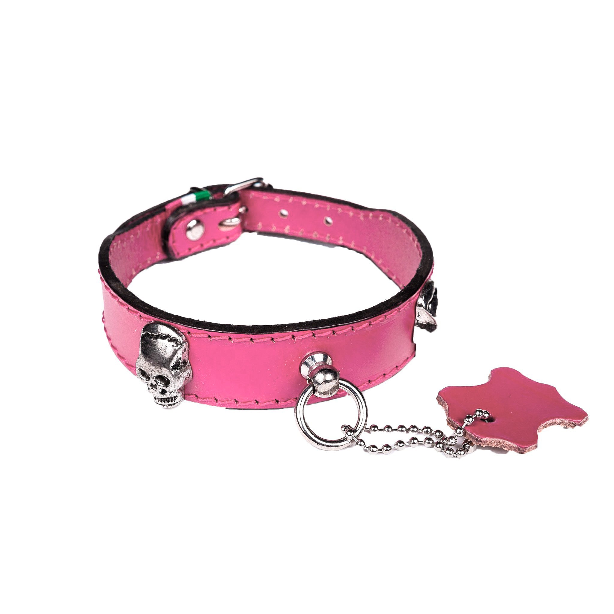 Premium European Leather Skull Dog Collar - Small Size for Small Dogs - Stylish & Durable Pet Accessory for Walking, Training & Fashion