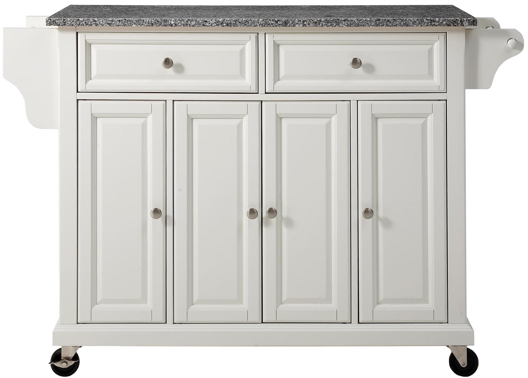 Crosley White Granite Top Rolling Kitchen Island Cart with Storage - Microwave Stand, Spice Rack - Perfect for Small Kitchens, Pantry Organization & Food Prep Station