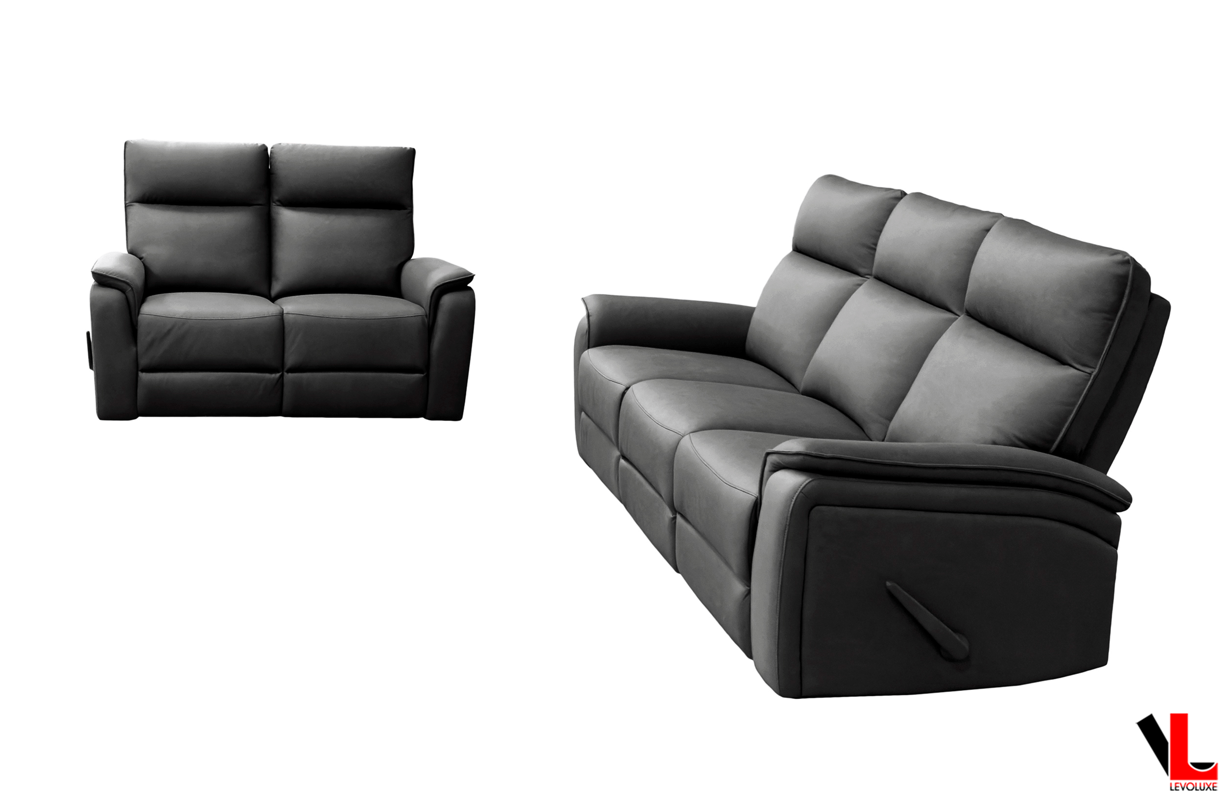 Sereno 2-Piece Reclining Sofa and Loveseat Set in Jaxxon Smoke Gray - Modern Living Room Furniture for Relaxing & Entertaining