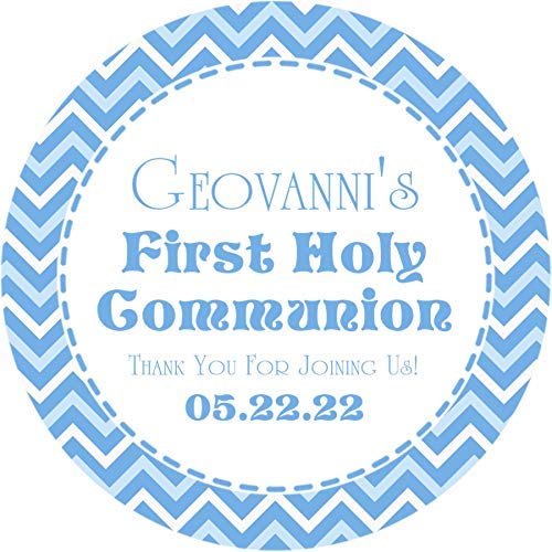 First Holy Communion Stickers & Favor Tags for Boys - Religious Party Supplies, Decorations - Perfect for Church Celebrations, Gift Wrapping & Party Favors
