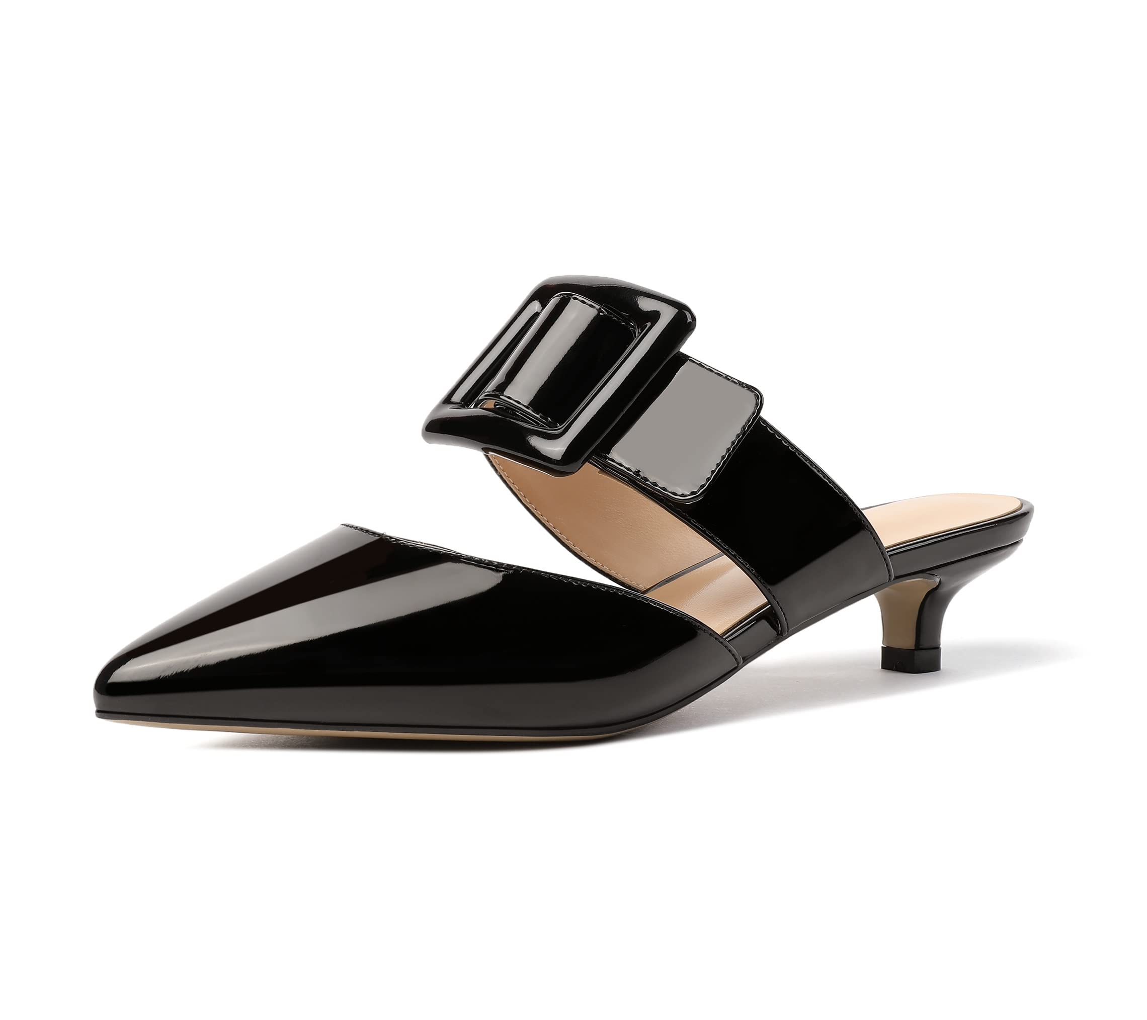 Soireelady Women's Low Heel Mules - Pointed Toe Backless Slip-On Dress Shoes for Casual & Daily Wear | Comfortable Kitten Heels for Office, Party & Special Occasions