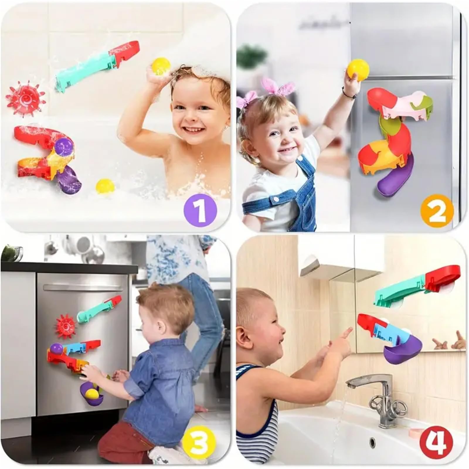 32PCS Fun DIY Slippery Slide Bath Toys for Kids with Suction Cups - Summer Baby Bath Time Play Set for Toddlers | Perfect for Bathtub Fun, Sensory Play & Water Learning Activities