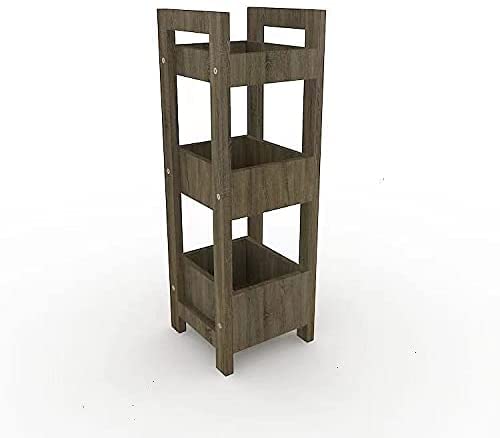 3-Tier Wooden Bathroom Storage Organizer - Free Standing Corner Shelf for Laundry, Kitchen & Bathroom | Space-Saving Home Organization Solution for Towels, Toiletries & Cleaning Supplies