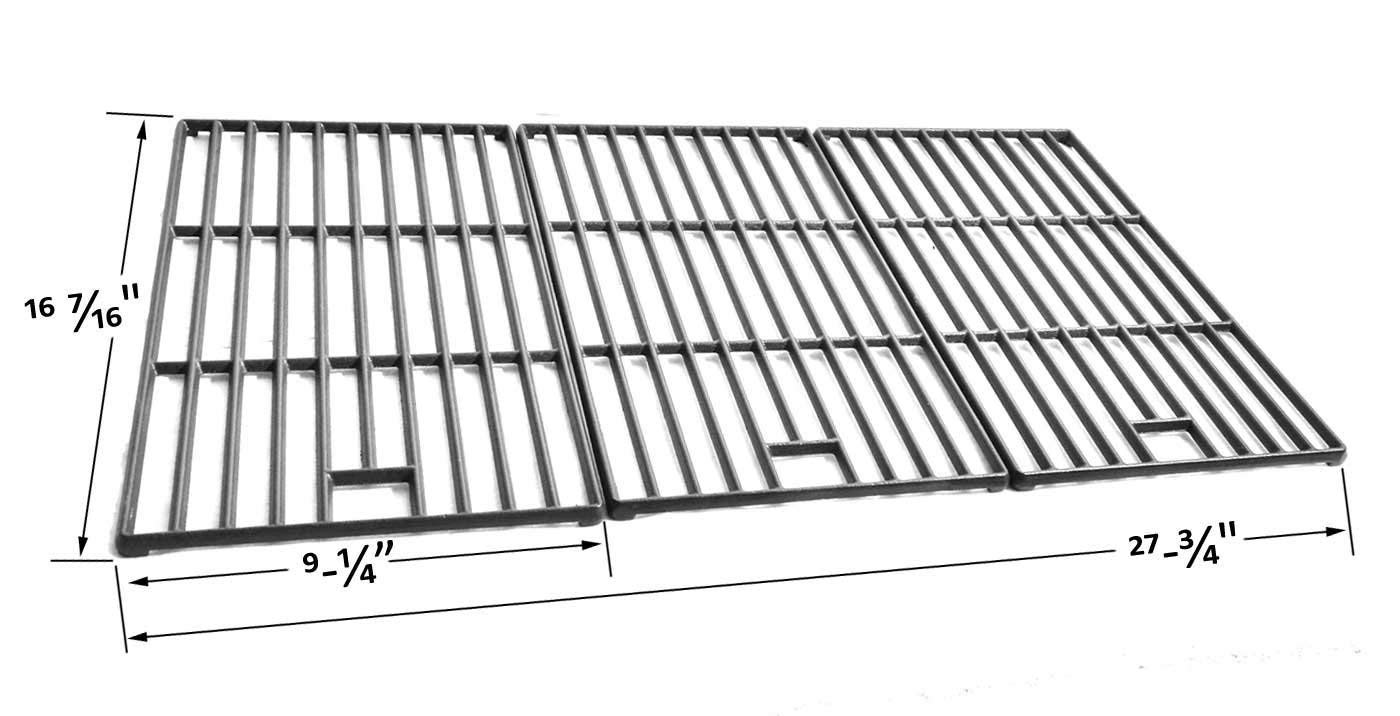Cast Iron Cooking Grates Replacement for Backyard Classic BY13-101-001-12, Compatible with 146.16132110, 146.16133110, 146.1613211 & 640-05057373-6 Gas Grill Models - Heavy Duty BBQ Grill Grates Set of 3 for Outdoor Cooking, Grilling Steaks, Burgers & Vegetables