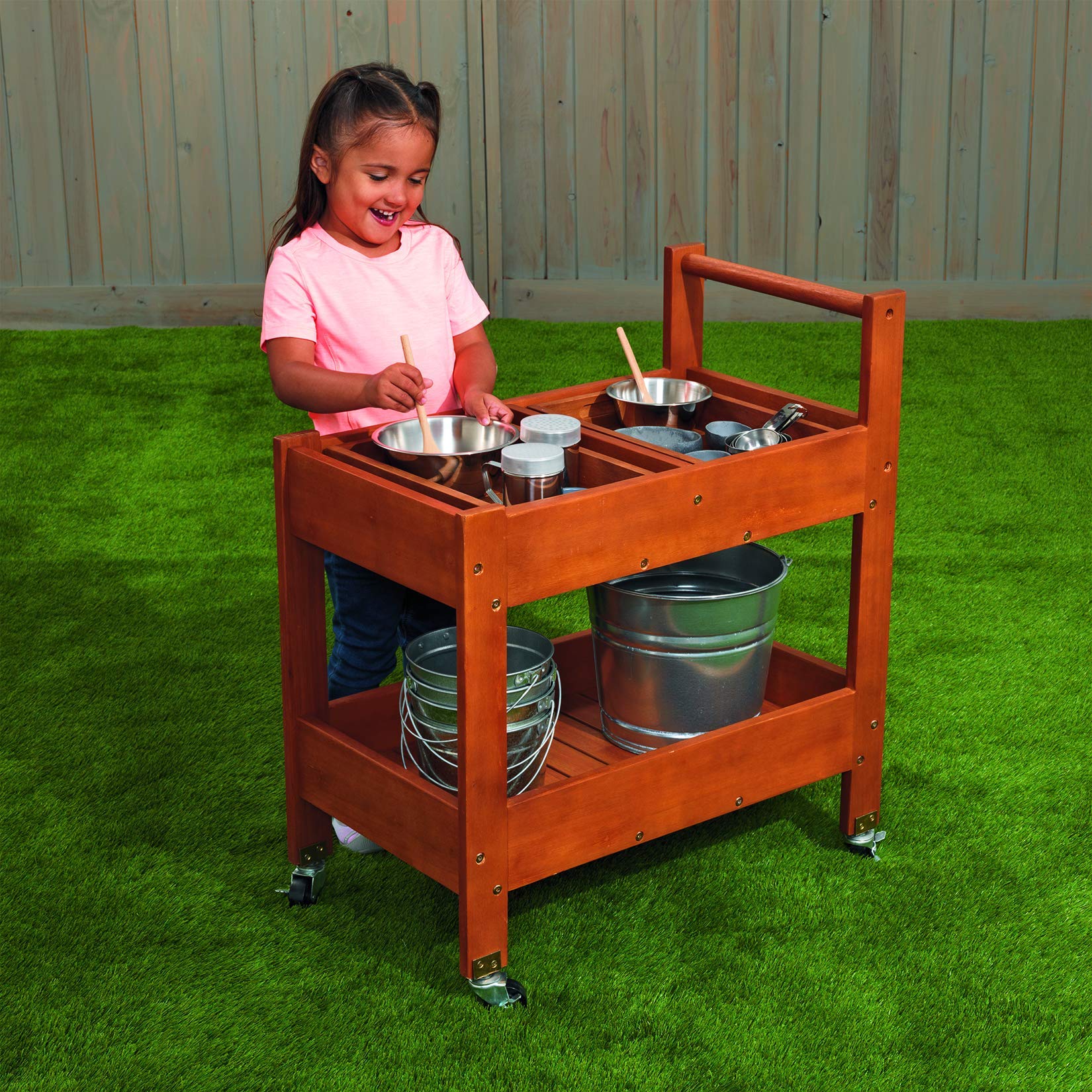 Heavy-Duty Rolling Storage Cart with Handle - Outdoor Utility Cart for Learning, Crafts & Active Play | Portable Organizer for Patio, Garden & Classroom Use
