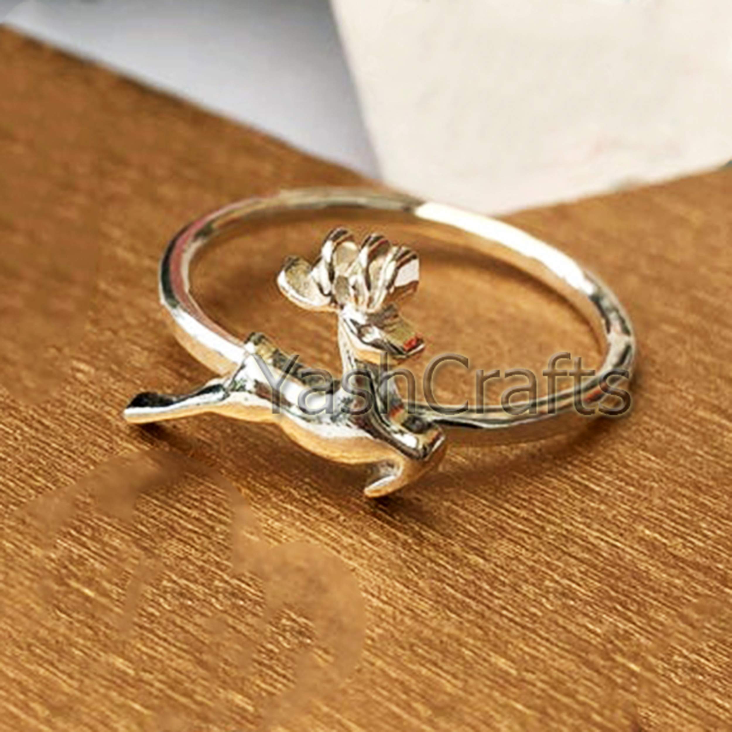 Handmade Sterling Silver Reindeer Ring - Unisex Christmas Jewelry Gift for Holiday Lovers | Perfect for Christmas Parties, Festive Outfits & Santa-Themed Celebrations