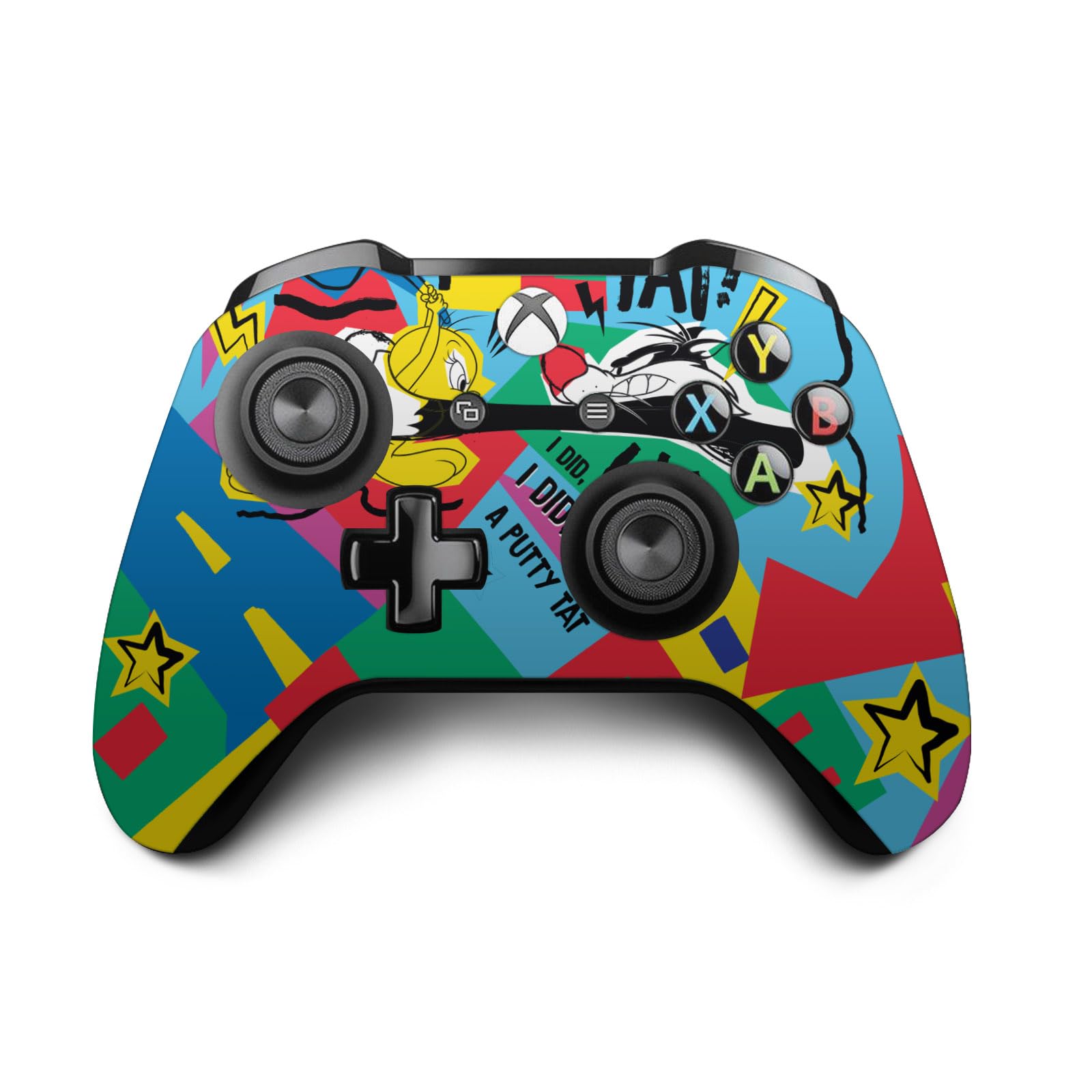 Official Looney Tunes Tweety & Sylvester Vinyl Skin Sticker for Xbox One X Console & Controller Bundle - Durable Game Decal with Licensed Graphics - Perfect for Gaming Setups & Collectors