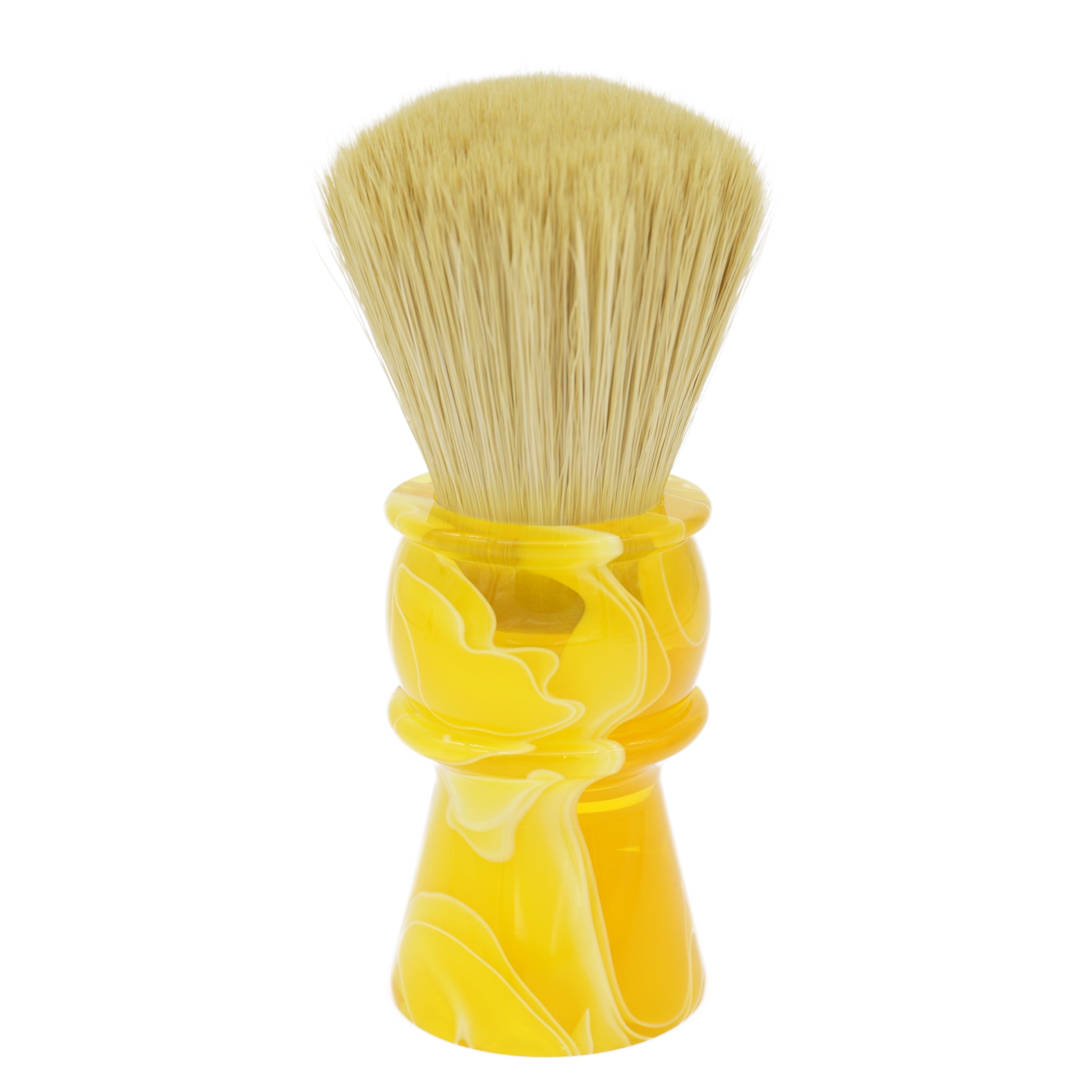 AP Shave Co. 26mm Faux Boar Synthetic Shaving Brush - Premium Soft Bristles for Men's Wet Shaving - Perfect for Lathering Creams & Soaps (Yellow) - Ideal for Home Grooming & Travel Shaving Kits