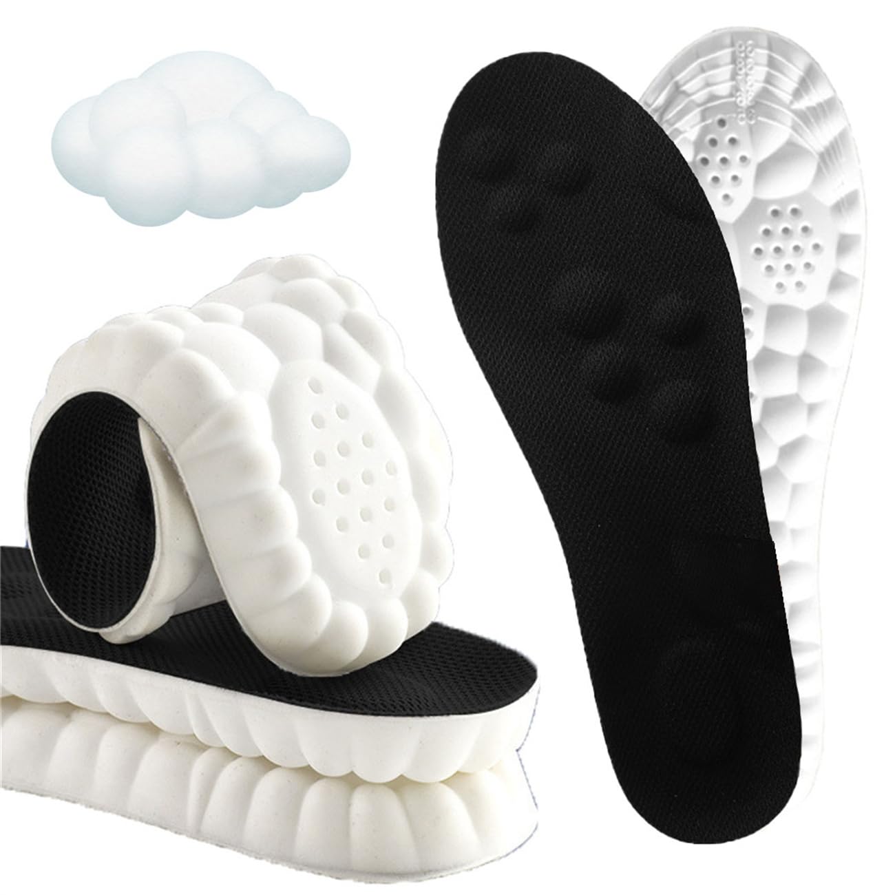 Cloud Soles for Men and Women – Comfortable Shoe Insoles with Arch Support – Black, Unisex-Adults, Full-Length Memory Foam & PU Insoles – Shock Absorption – US Men 6.5-11 – Perfect for Running, Walking, and All-Day Comfort