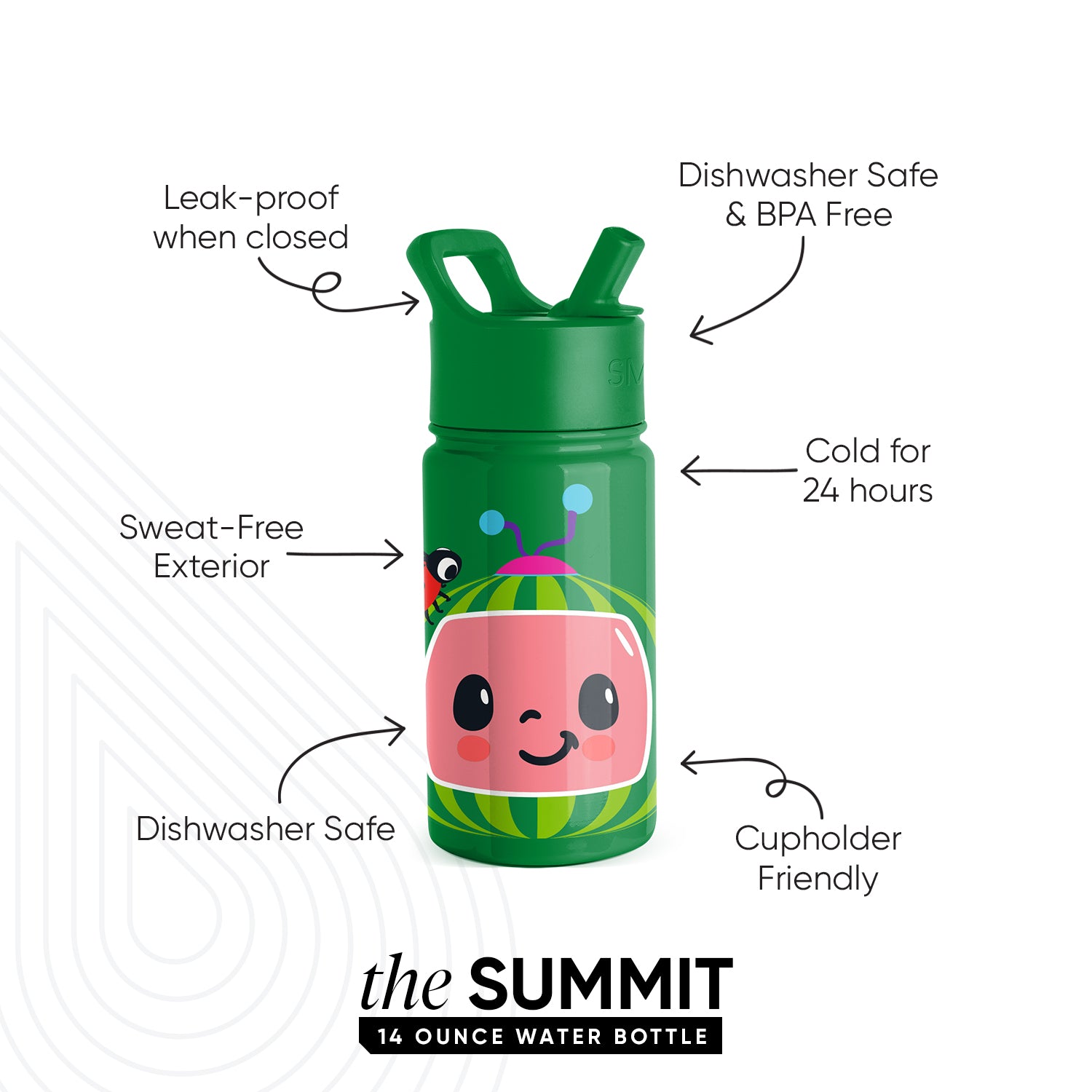 Summit Kids Water Bottle with Straw Lid - BPA Free, Leak Proof, Insulated Stainless Steel Bottle for School, Sports & Outdoor Activities