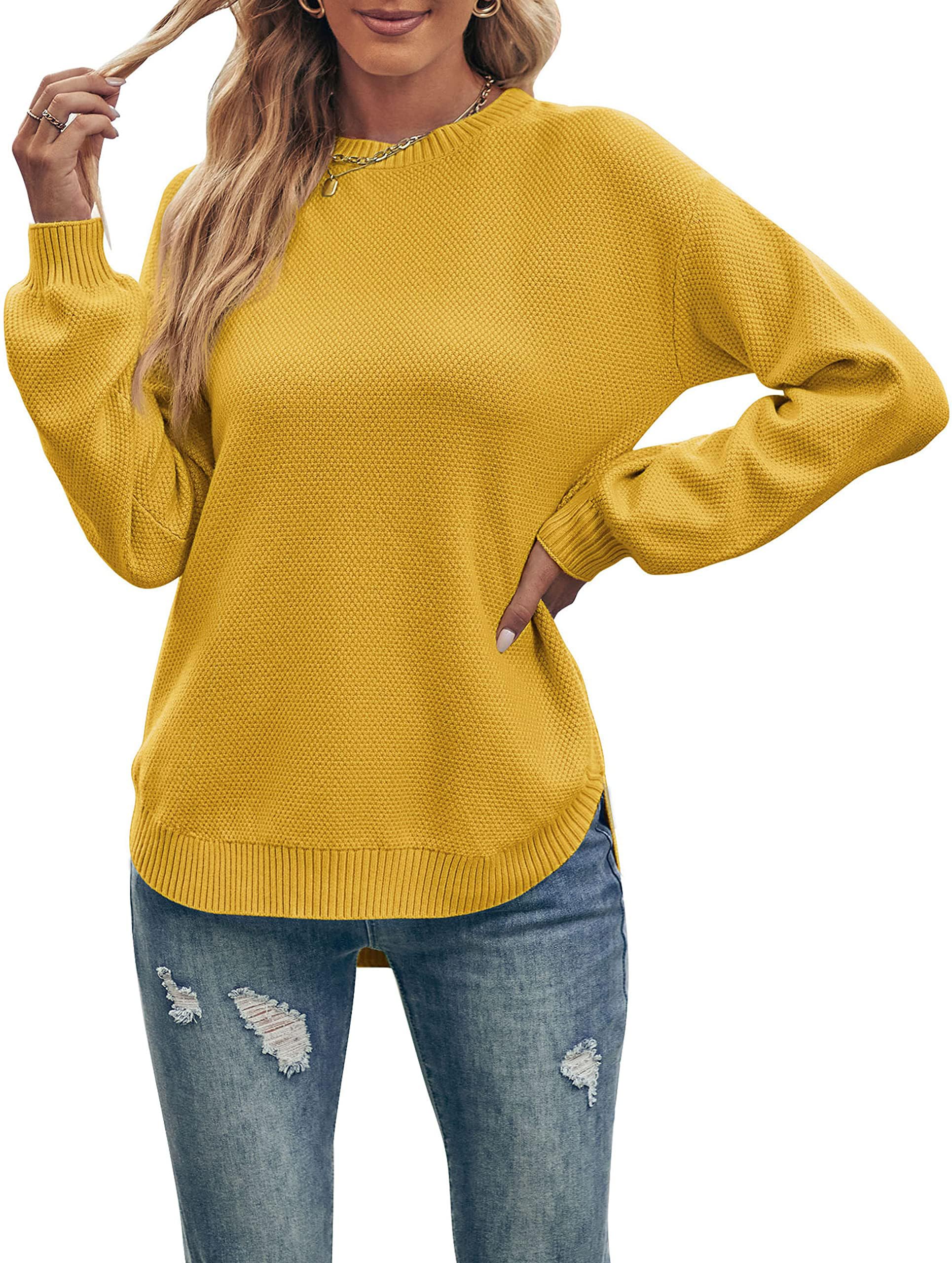MEROKEETY Women's 2025 Fall Long Sleeve Crewneck Sweater - Soft Waffle Knit Pullover Jumper for Women | Cozy Autumn & Winter Fashion, Perfect for Office, Date Night and Casual Outfits