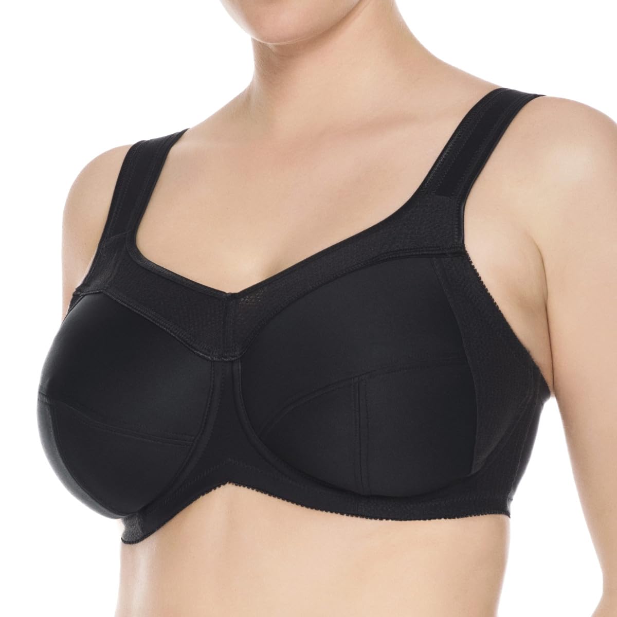 Ulla Kate Women's Underwired Plus Size Sports Bra 6024 - Black, Size E/DD - High Support for Running, Yoga & Workouts