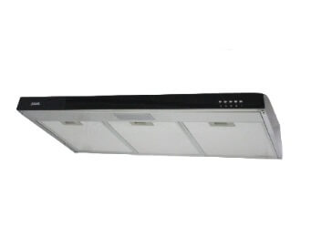 Ellane 60cm/90cm Slimline Range Hood with Black Panel EH 9280 + Ellane EB 248SV 3 Burner Stainless Steel Gas Cooktop - Perfect for Modern Kitchen Ventilation and Cooking