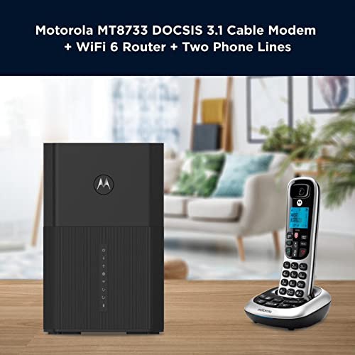 Motorola MT8733 AX6000 WiFi 6 Router with DOCSIS 3.1 Multi-Gig Cable Modem & 2 Phone Ports - Smart Motosync App Compatible (Renewed) - Perfect for High-Speed Home Internet, Gaming & VoIP Calls