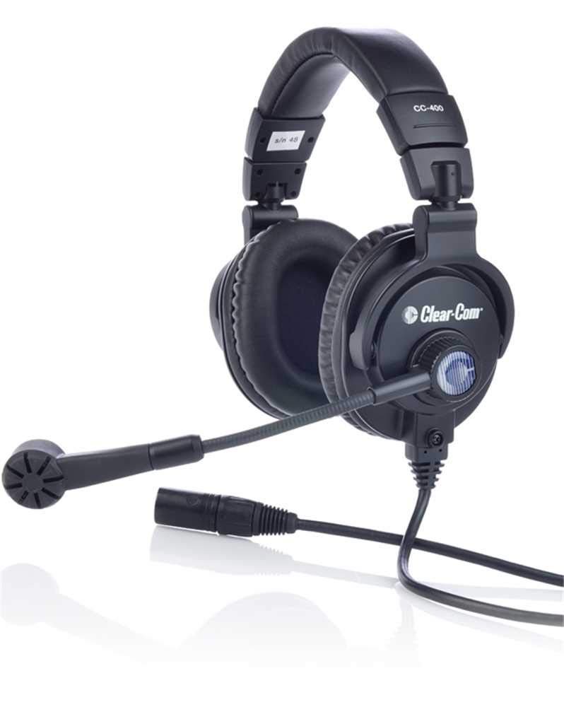 Clear-Com CC-400-X4 Professional Double Over-Ear Headset with 4-Pin Female XLR Connector & Cardioid Mic - Ideal for Broadcast, Live Events, and Studio Communication