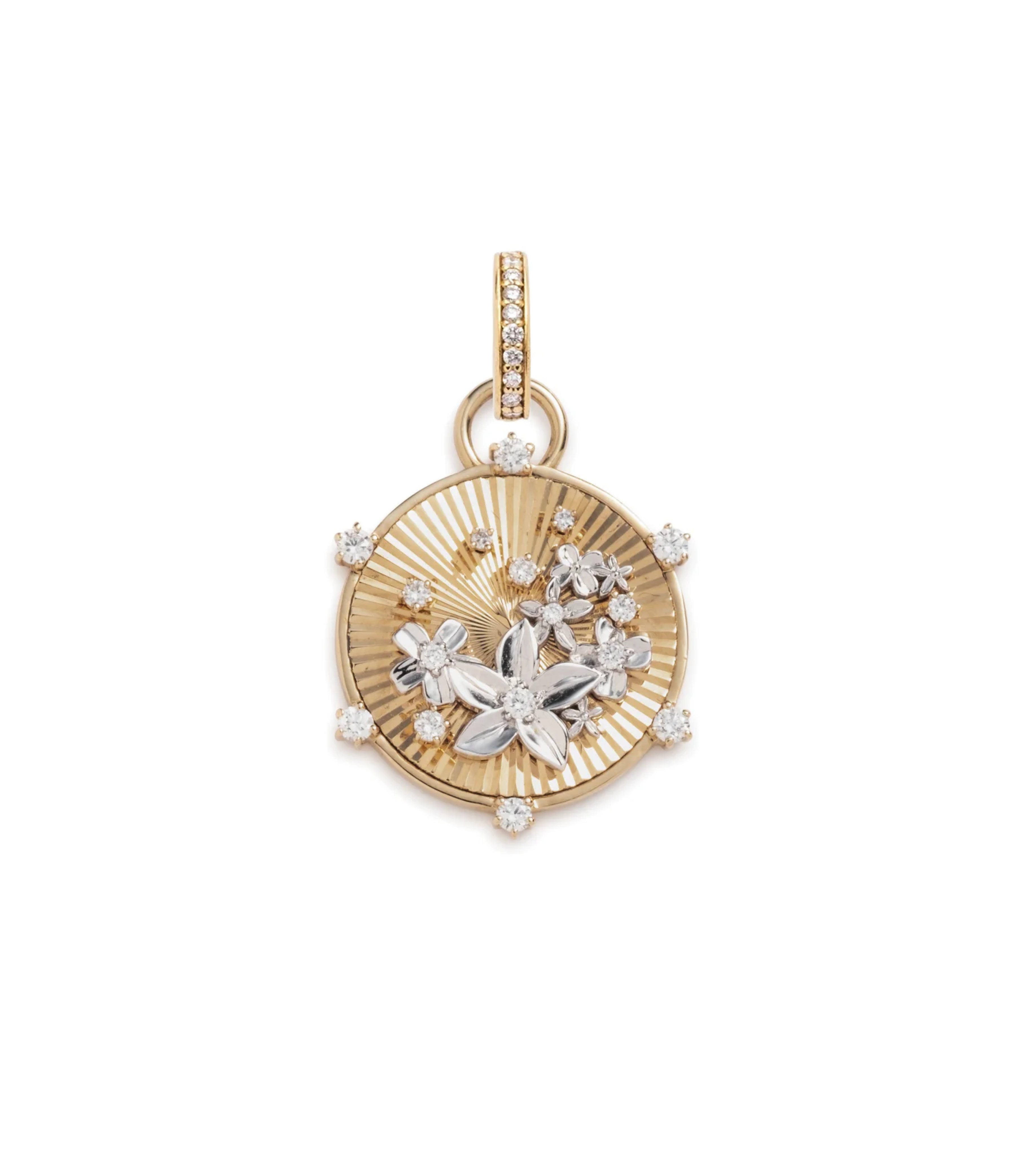 Blossoms Baby Medallion Necklace - 14K Gold & Diamond Pendant with Adjustable Chain - Perfect for Christening, Baptism & Baby Shower Gifts