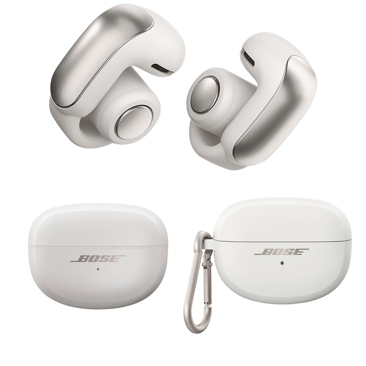 Bose Ultra Open Earbuds - Wireless Clip-On Bluetooth Earbuds with Immersive Audio, Open Ear Design for Comfort & Situational Awareness, Includes Silicone Case - Perfect for Running, Cycling & Outdoor Activities (White Smoke)