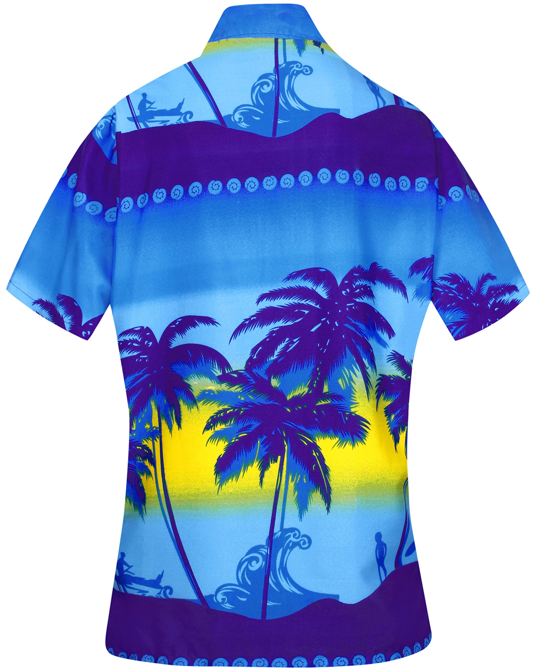 LA LEELA Women's Hawaiian Shirt - Floral Beach Short Sleeve Blouse for Summer Vacation, Pool Party & Tropical Getaway