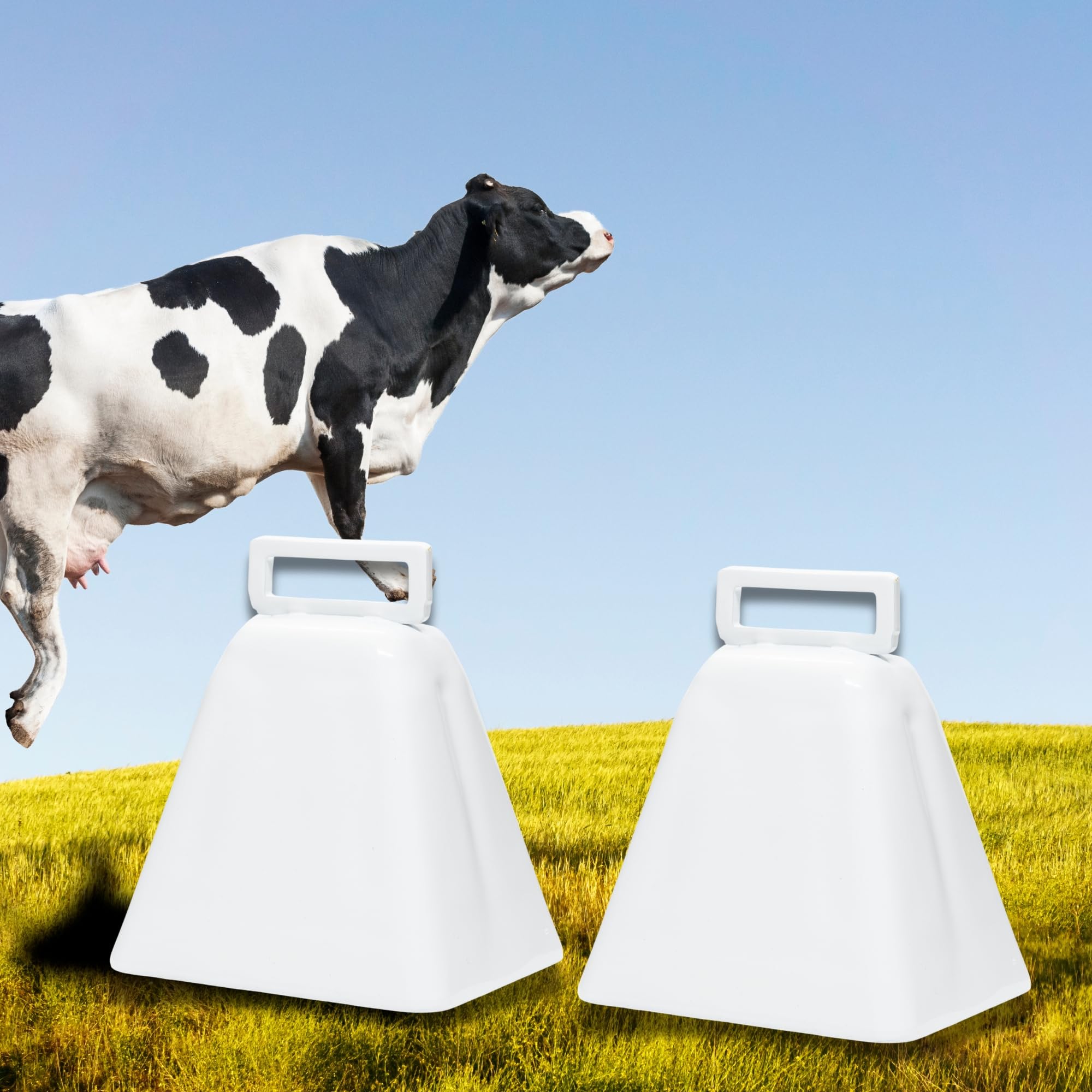 Bevin Bells Long Distance Cow Bells 10LD - Loud Steel Christmas Bells with White Strap Handle for Easy Grip | USA Made | Perfect for Holiday Decorations, Farm Animal Tracking & Outdoor Events