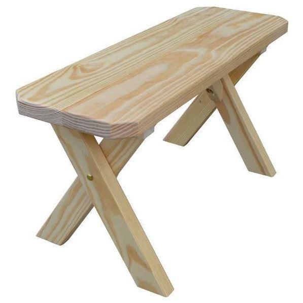 A&L Furniture Yellow Pine Crossleg Bench - Rustic Wooden Bench for Dining Room, Kitchen, or Outdoor Patio - Durable & Stylish Seating Solution