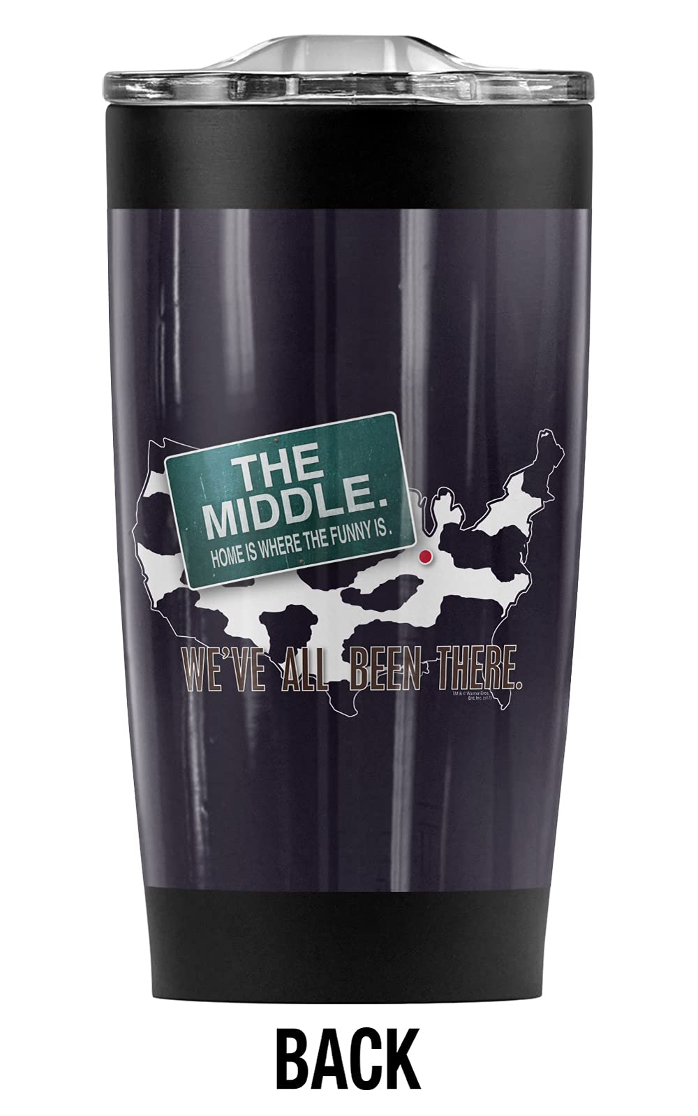 Logovision The Middle We've All Been There 20oz Stainless Steel Tumbler - Vacuum Insulated Coffee Travel Mug with Leakproof Sliding Lid | Double Wall Insulation for Hot & Cold Drinks | Perfect for Office, Commuting, Camping & Outdoor Activities