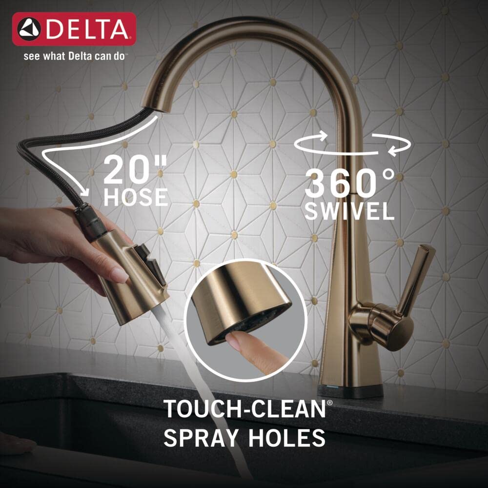 Delta Faucet Lenta Gold Touch Kitchen Faucet with Pull Down Sprayer - Touch2O Technology, Champagne Bronze 19802TZ-CZ-DST | Modern Kitchen Sink Faucet for Easy Cooking & Cleaning