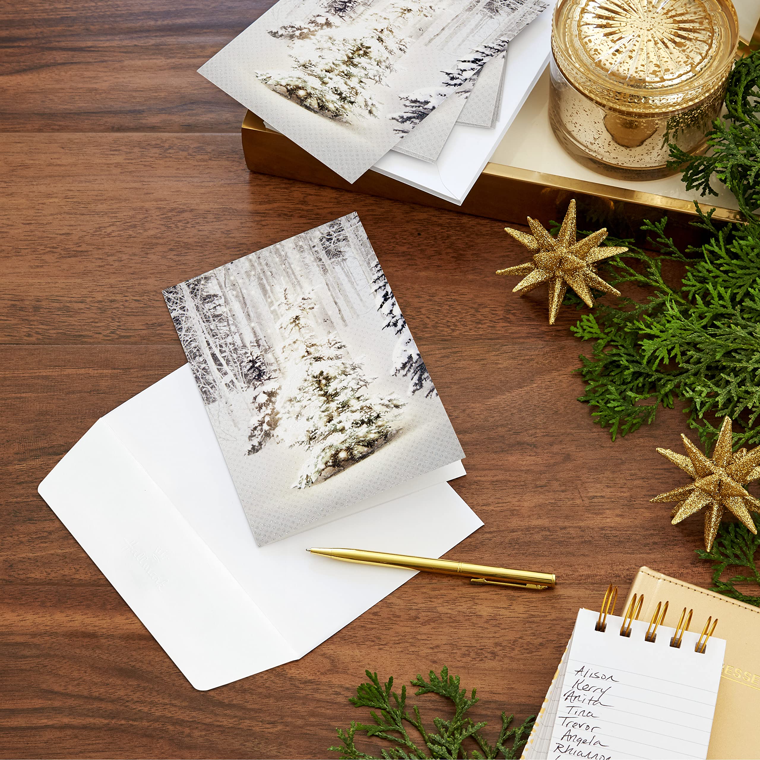 Hallmark Boxed Christmas Cards - Snowy Glowy Tree Design (16 Cards & Envelopes) | Holiday Greeting Cards for Family, Friends & Coworkers | Perfect for Christmas Parties, Office Exchanges & Festive Mailings