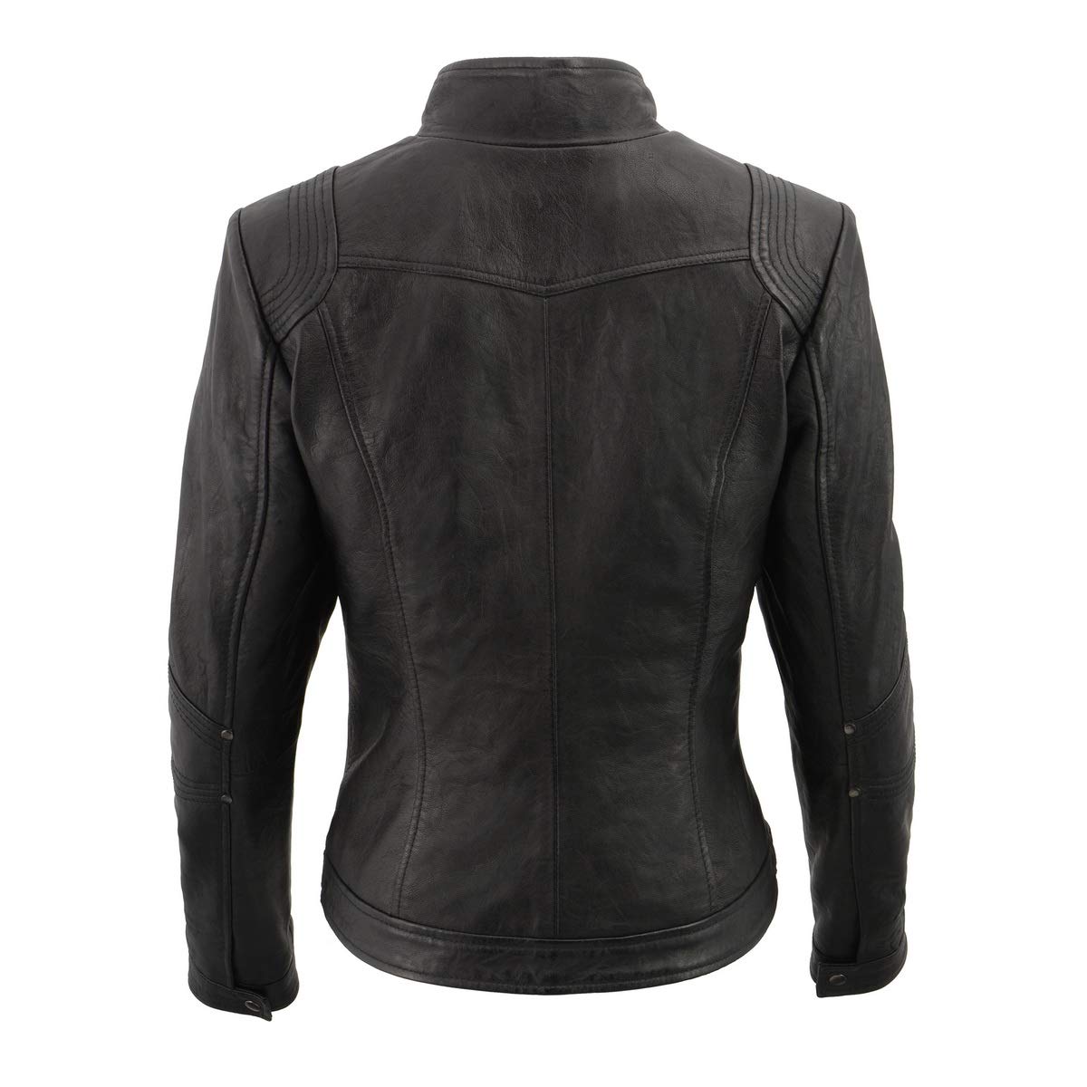 Milwaukee Leather SFL2801 Women's Racer Black Stand-Up Collar Motorcycle Jacket - Stylish & Protective Riding Gear for Urban Commutes & Weekend Adventures