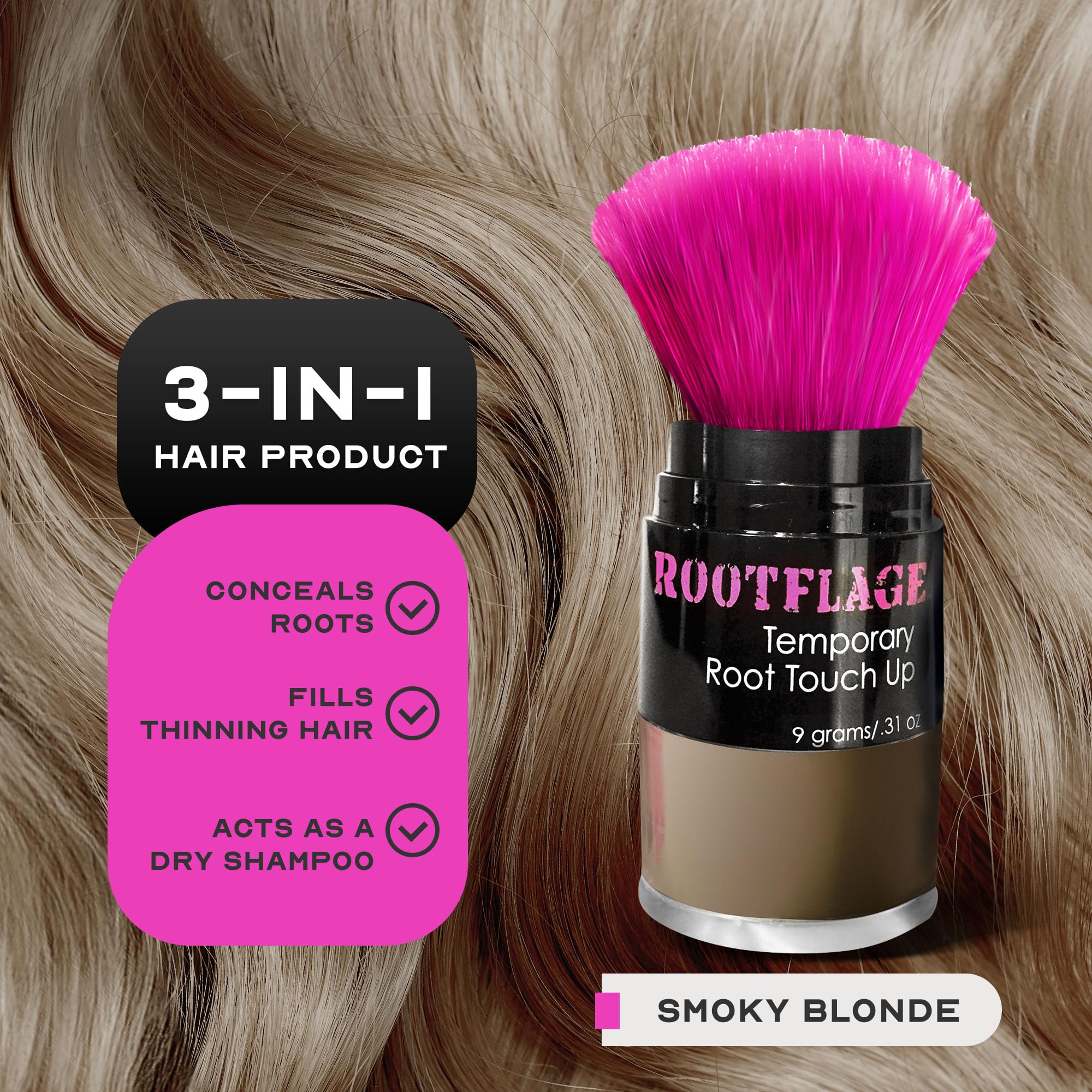 Root Touch Up Powder Smoky Blonde - Instant Temporary Hair Root Concealer for Gray Coverage & Root Coverage | Perfect for Touch-Ups Between Salon Visits, Covering Gray Roots, and Enhancing Hairline for Natural Look