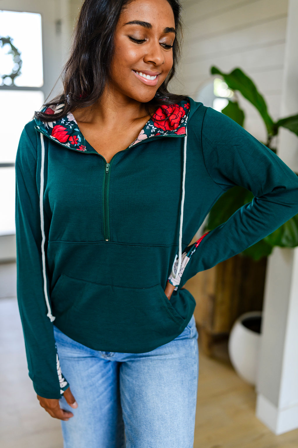PREORDER: Audre Half Zip Hoodie - 5 Stylish Winter Prints for Women | Cozy Fleece Pullover for Outdoor Activities & Casual Wear