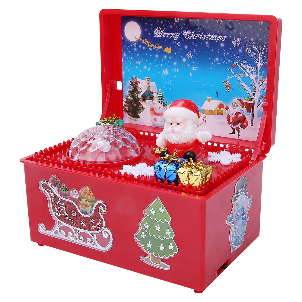 Sorand Christmas Music Box with LED Lights - Electric Musical Gift for Kids, Friends & Family - Durable Red Music Box for Holiday Decor & Gifts