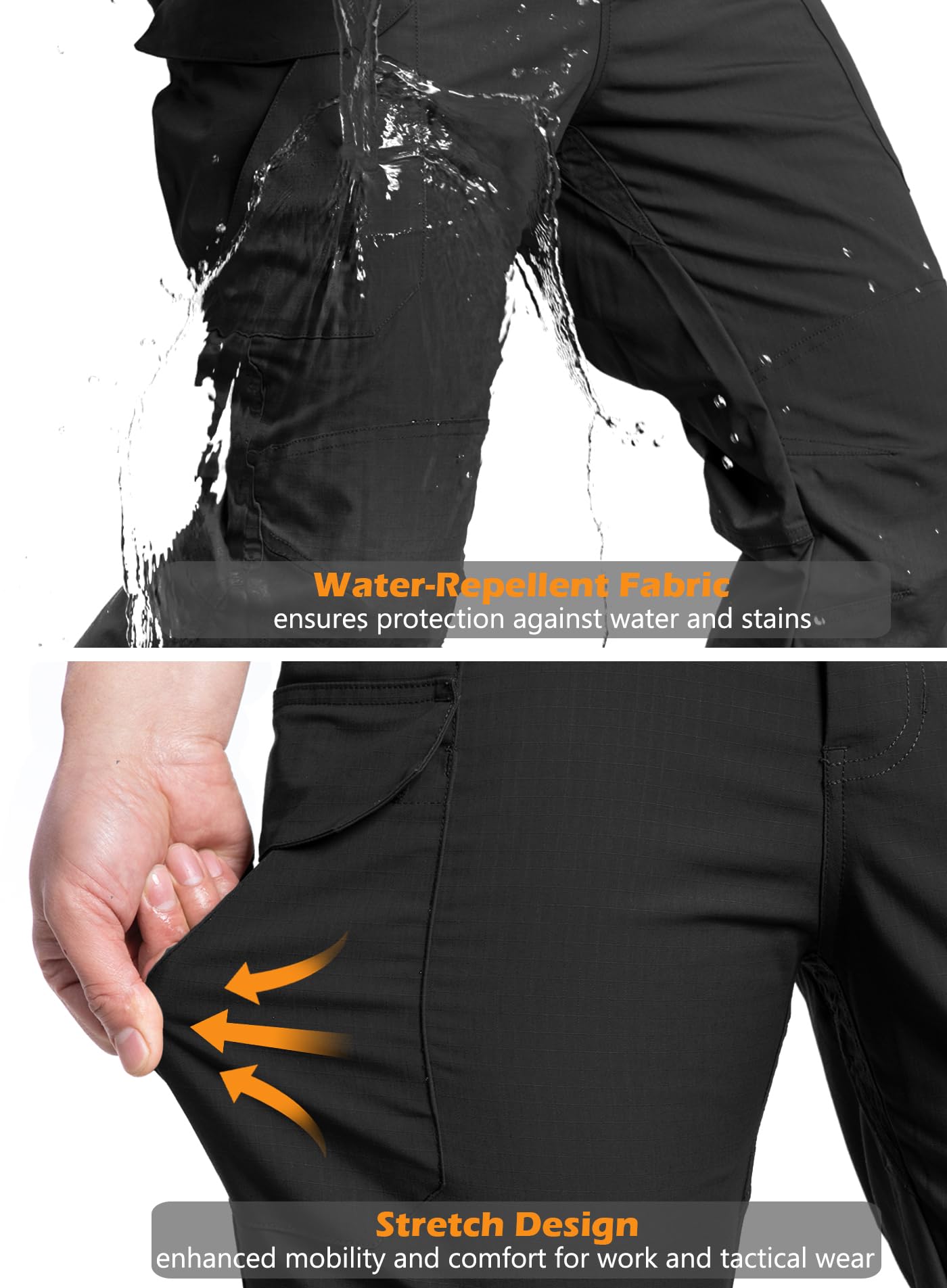 NAVEKULL Men's Tactical Cargo Pants - Ripstop Stretch Work Pants with Water Resistant Technology for Outdoor, Hiking, EDC & Everyday Wear - Durable Flex Pants for Adventure & Work